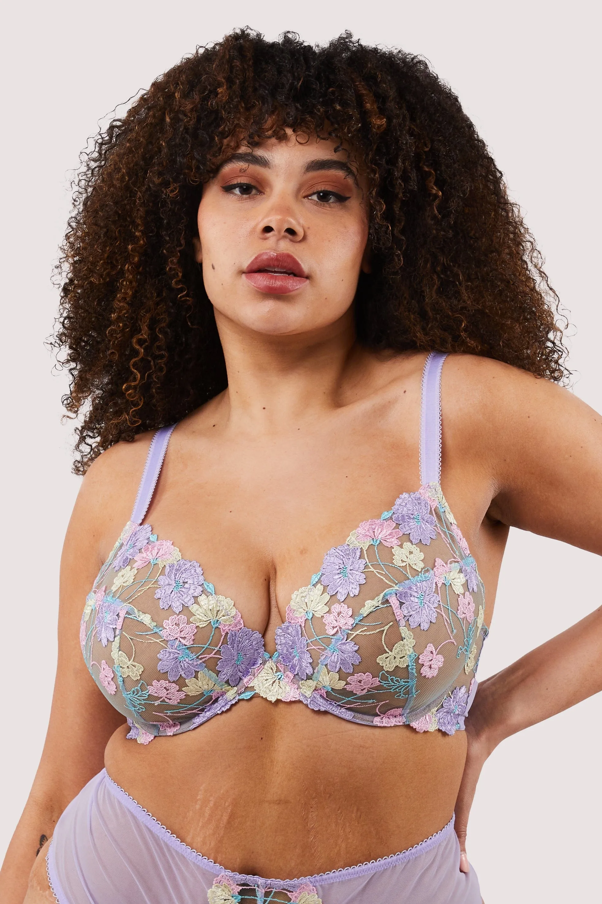 Luna Pastel Embroidery Picot Elastic Bra