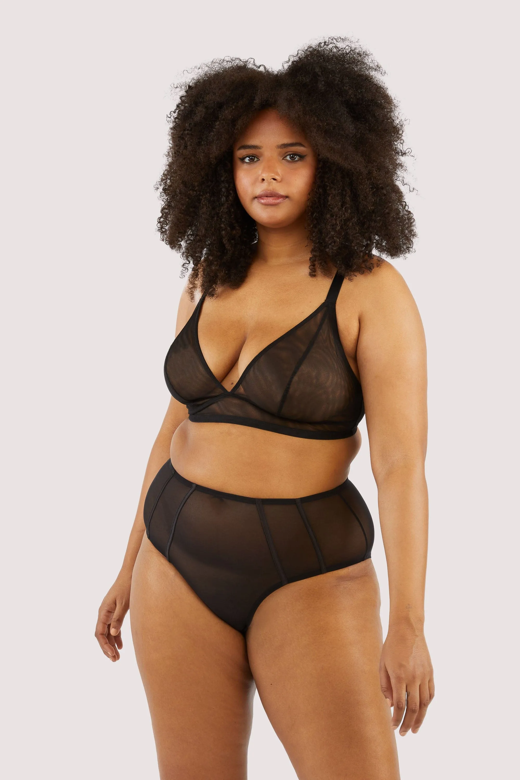 Maria Black Mesh Longline Triangle Bra