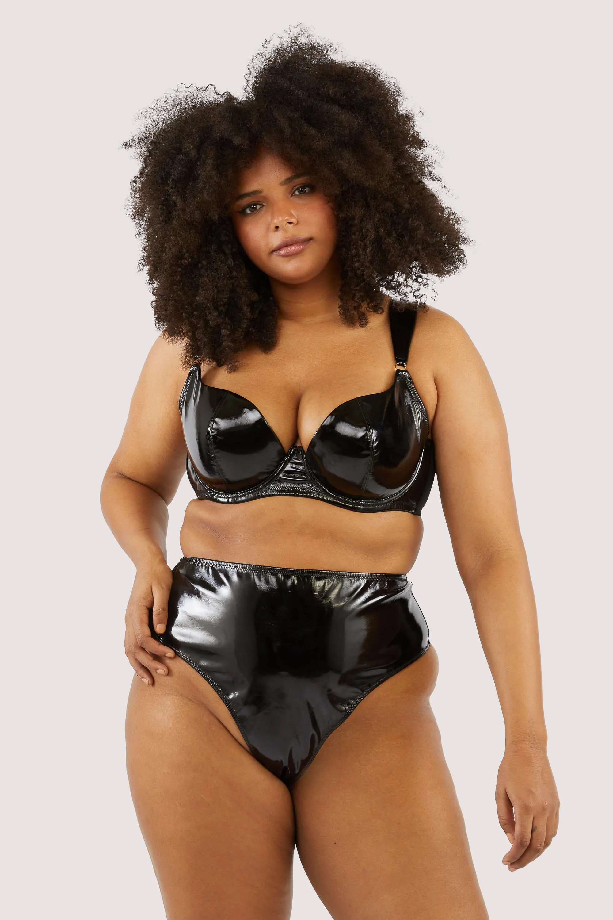 Maxine Black PVC Plunge Bra