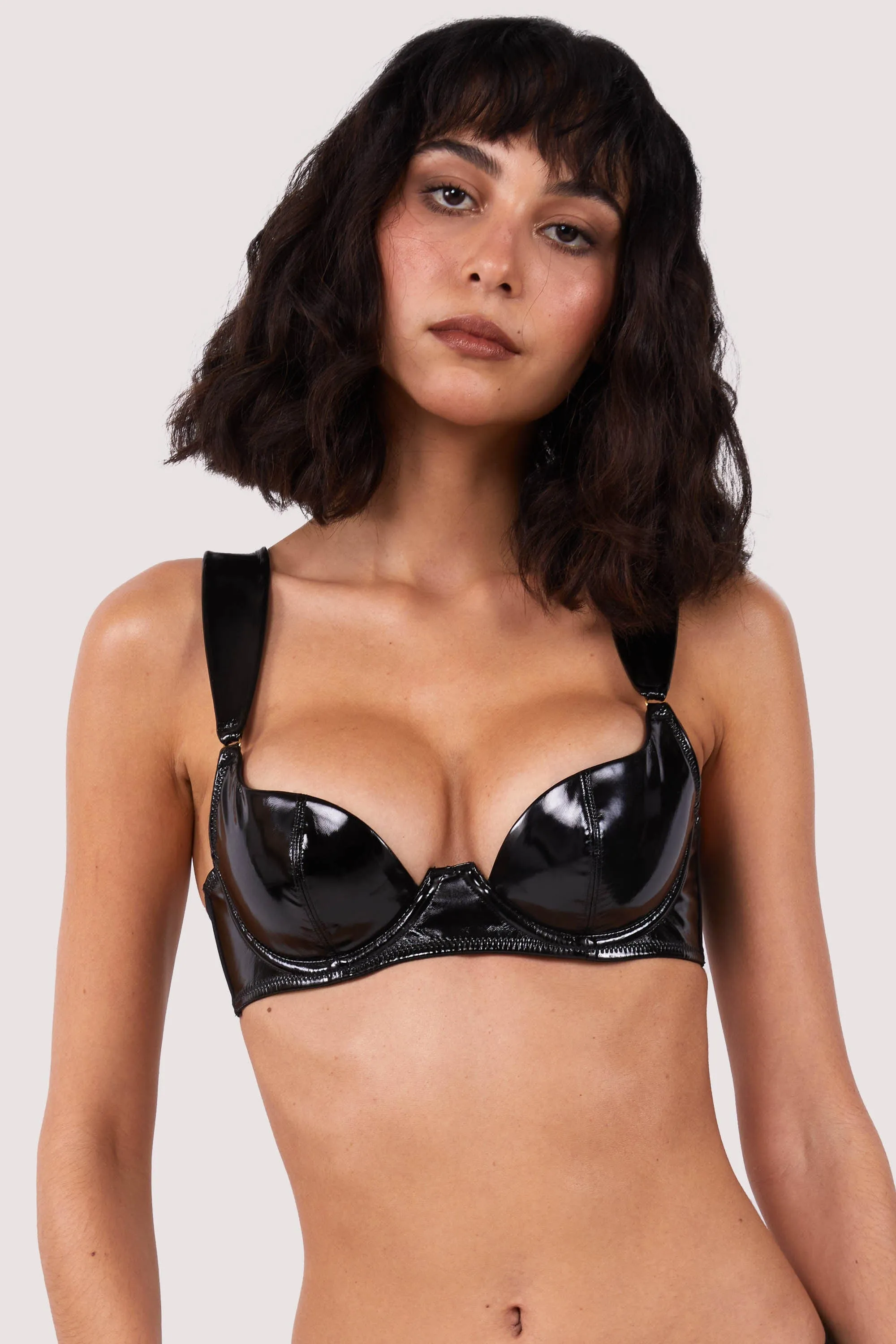 Maxine Black PVC Plunge Bra