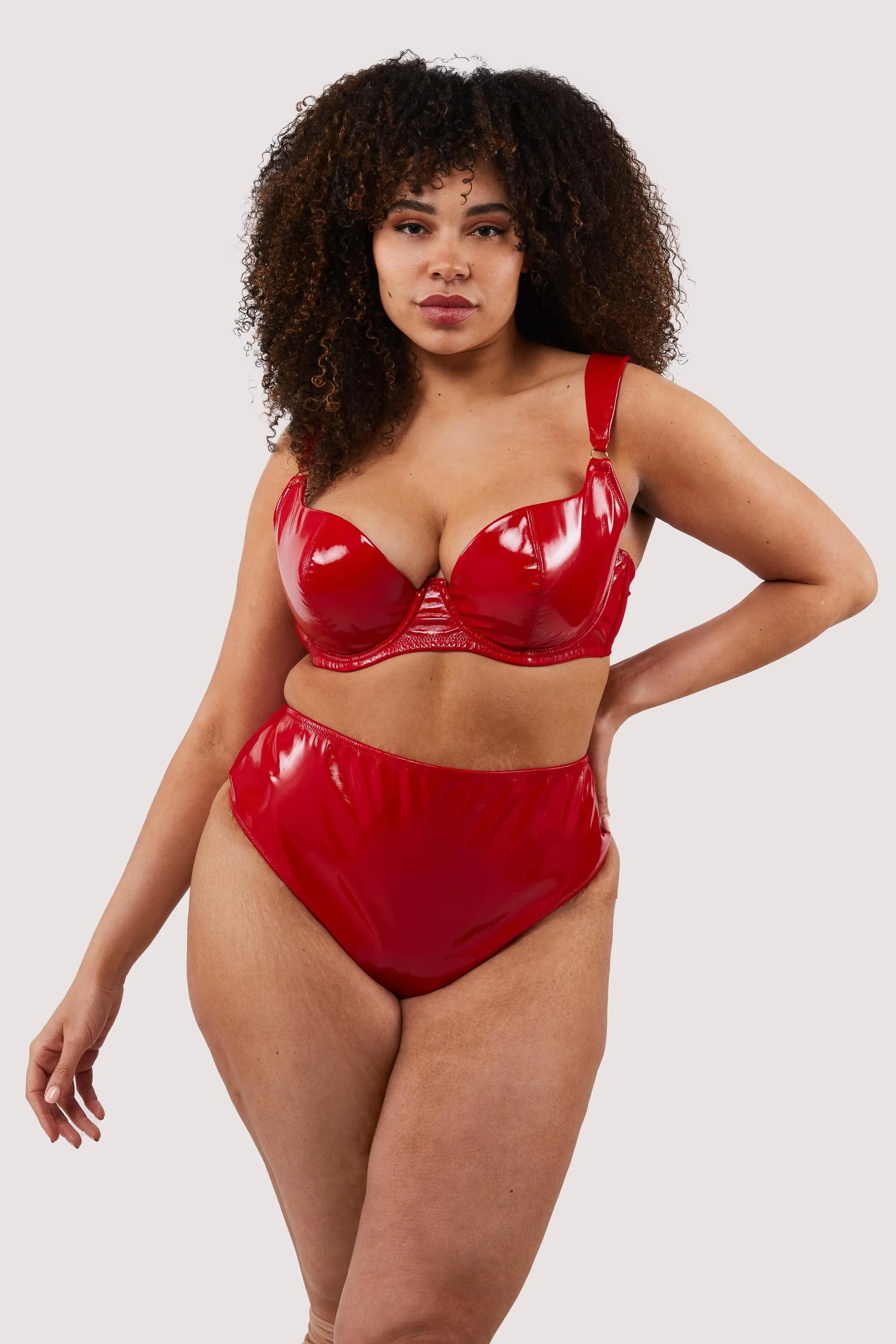 Maxine Red PVC Plunge Bra