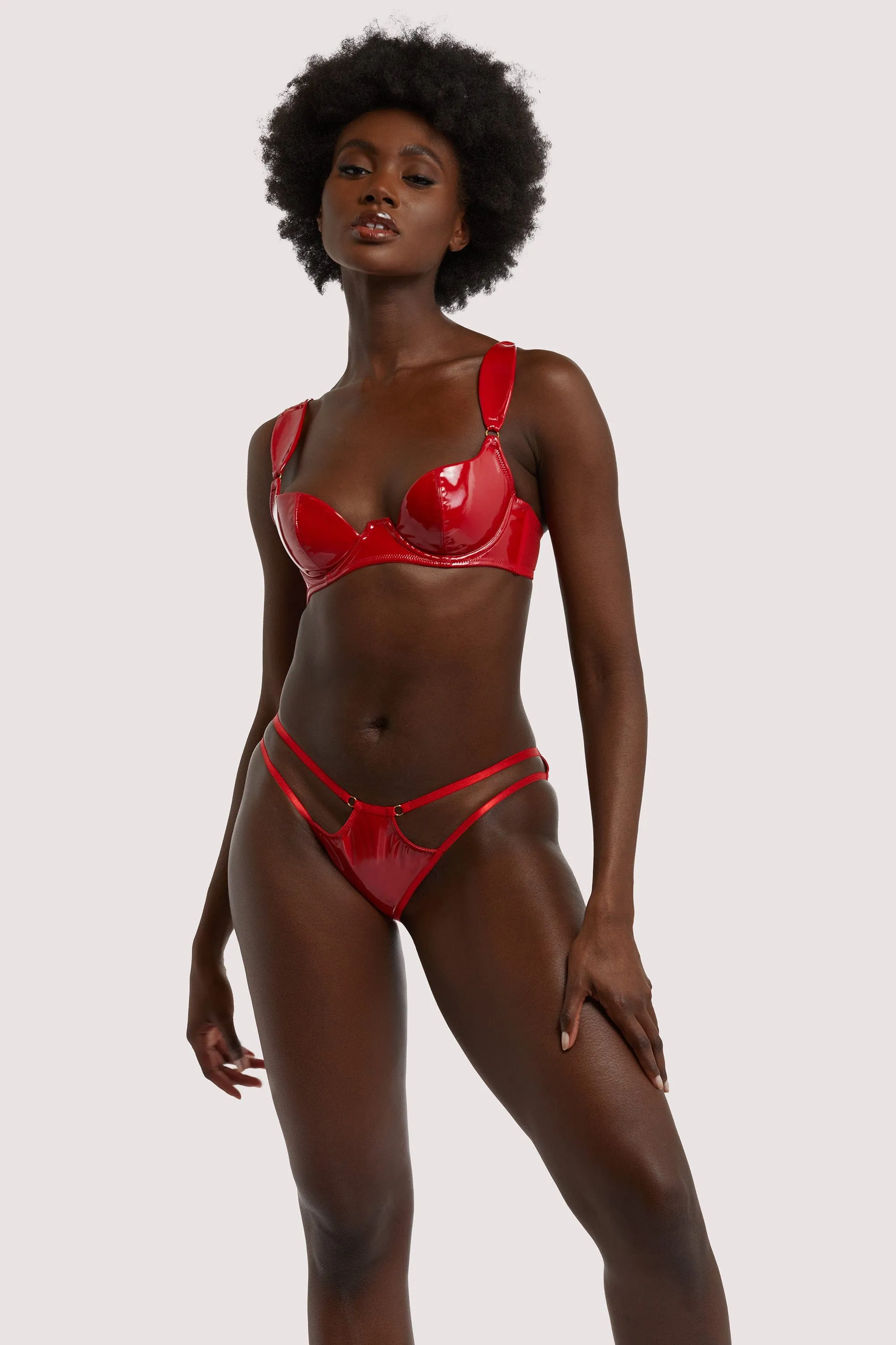 Maxine Red PVC Plunge Bra