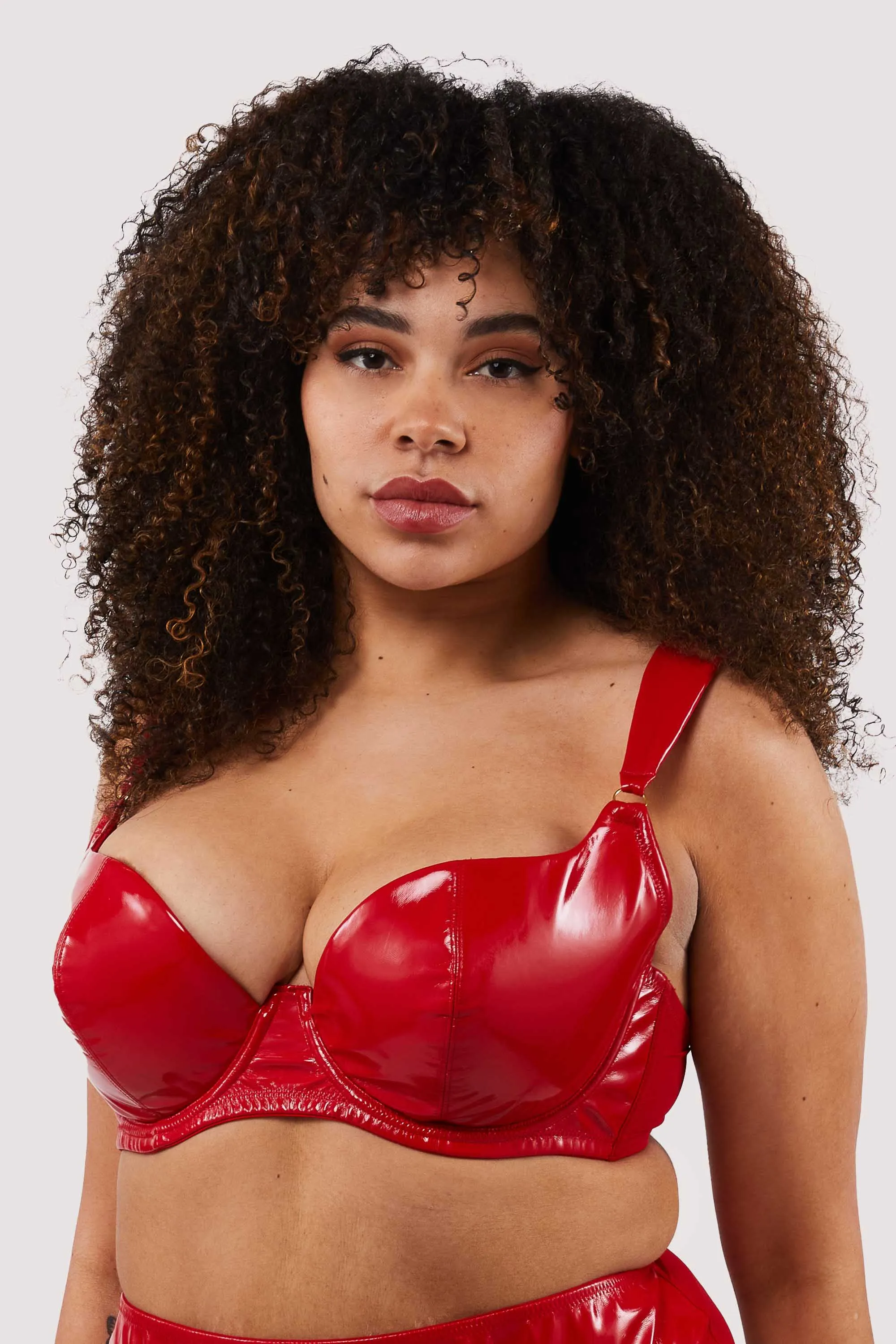 Maxine Red PVC Plunge Bra