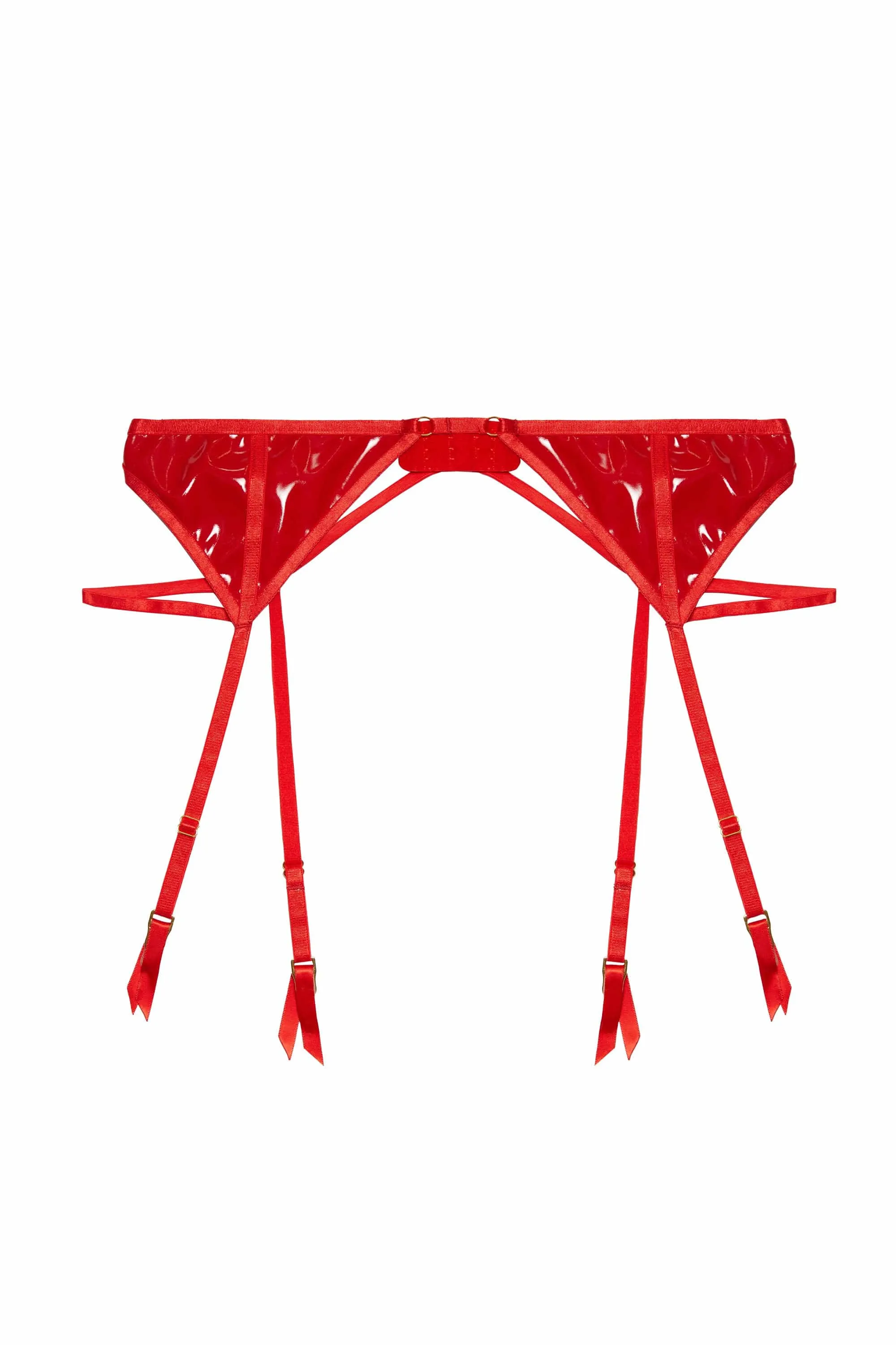 Maxine Red PVC Strap And Ring Detail Suspender