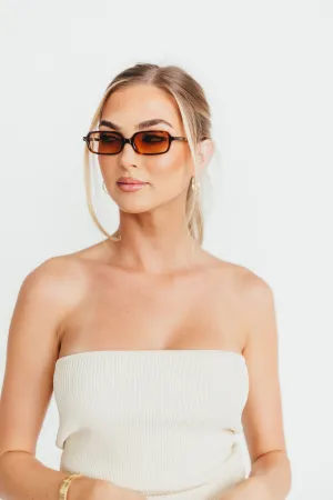 Miki Acetate Rectangular Sunglasses in Tortoise/Brown