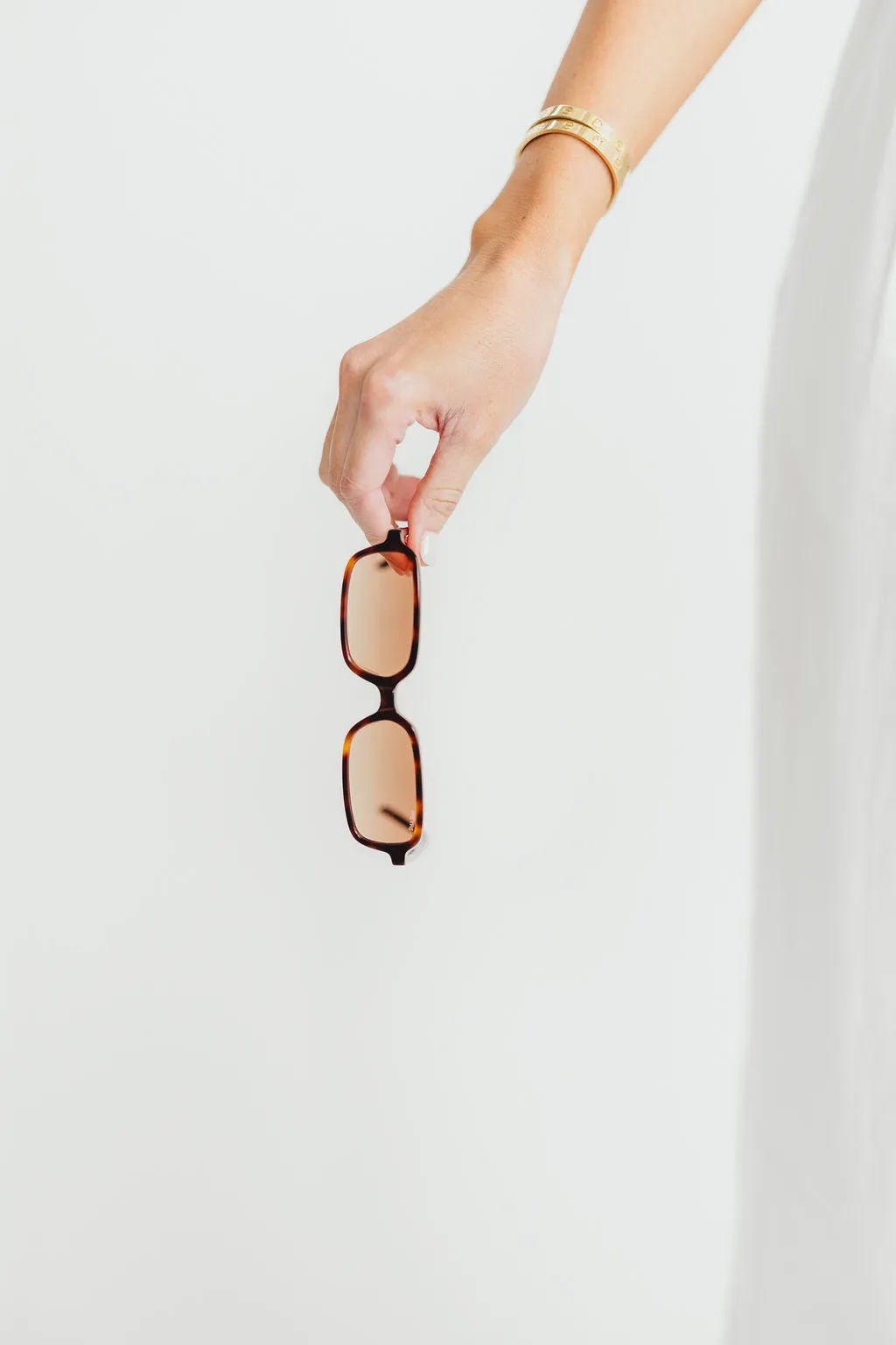 Miki Acetate Rectangular Sunglasses in Tortoise/Brown