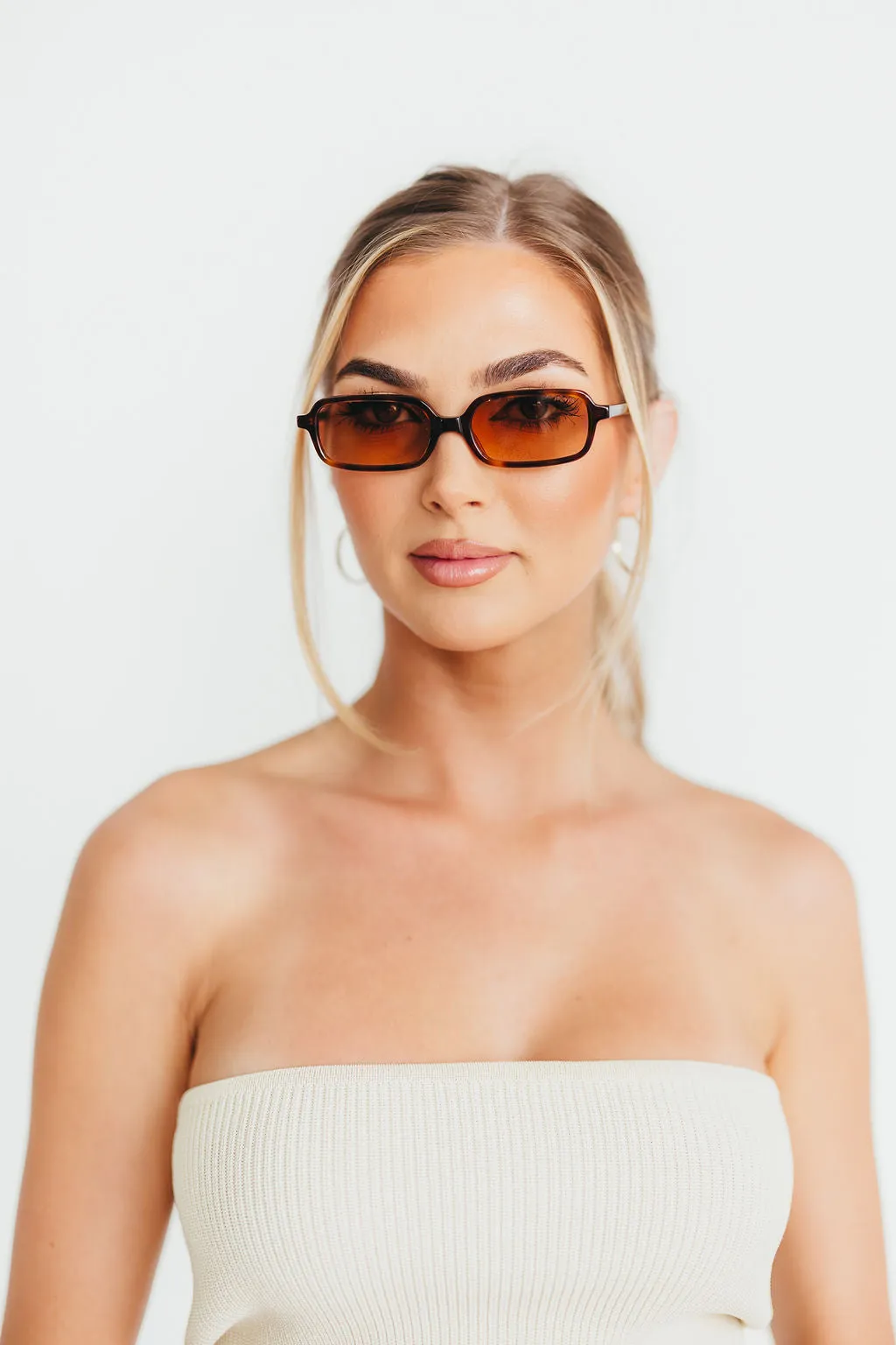 Miki Acetate Rectangular Sunglasses in Tortoise/Brown