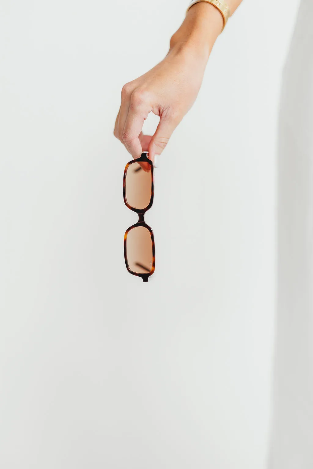 Miki Acetate Rectangular Sunglasses in Tortoise/Brown