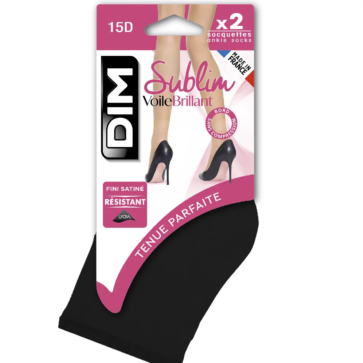 Pack of 2 Sublim 14 shimmer ankle highs in black