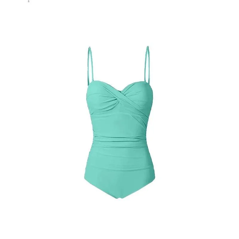 Pastel Color Ruched Slimming Monokini By Sinderella