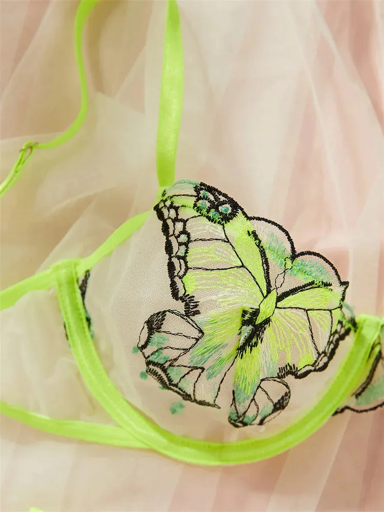 #PB Butterfly Embroidery Lingerie Set