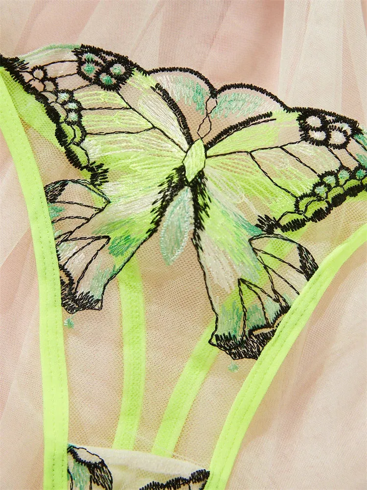 #PB Butterfly Embroidery Lingerie Set