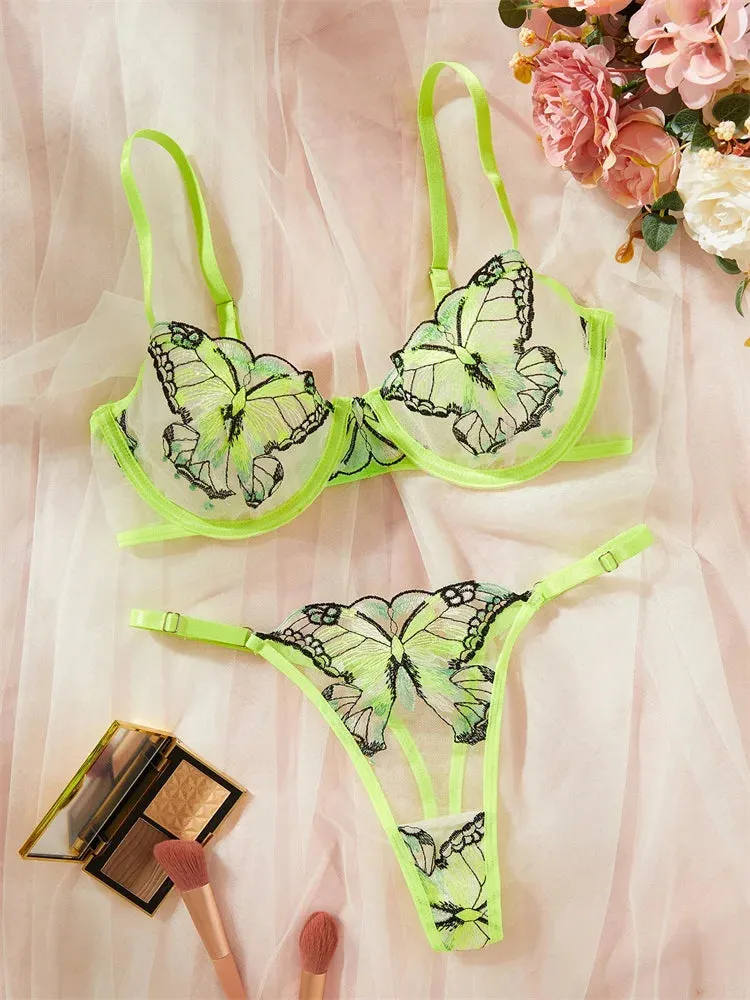 #PB Butterfly Embroidery Lingerie Set