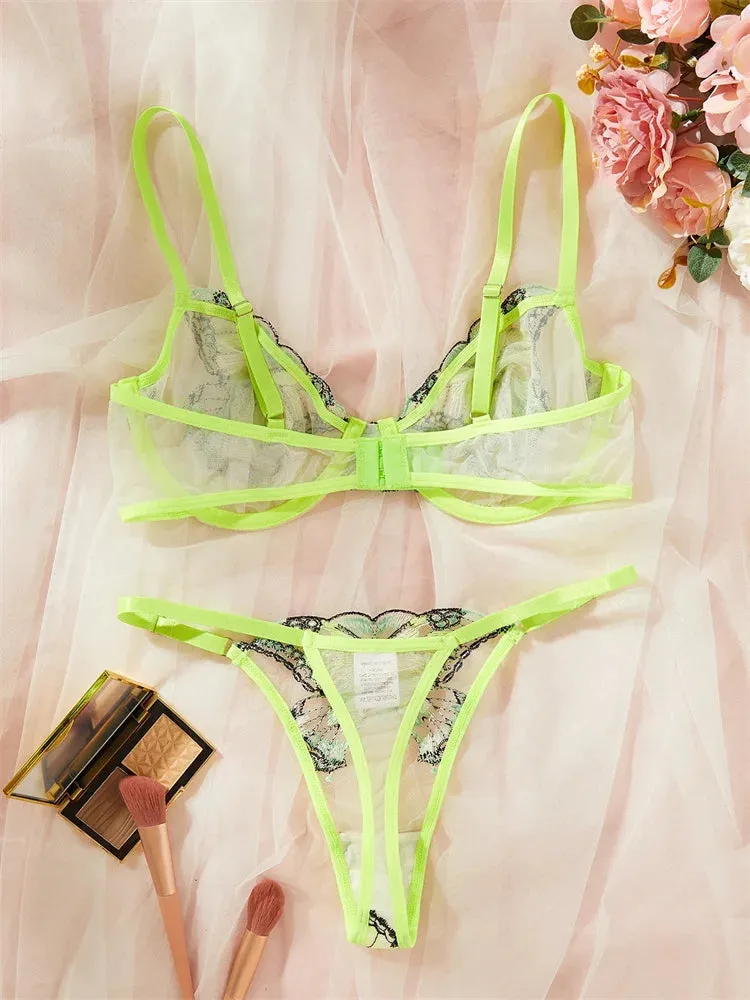 #PB Butterfly Embroidery Lingerie Set