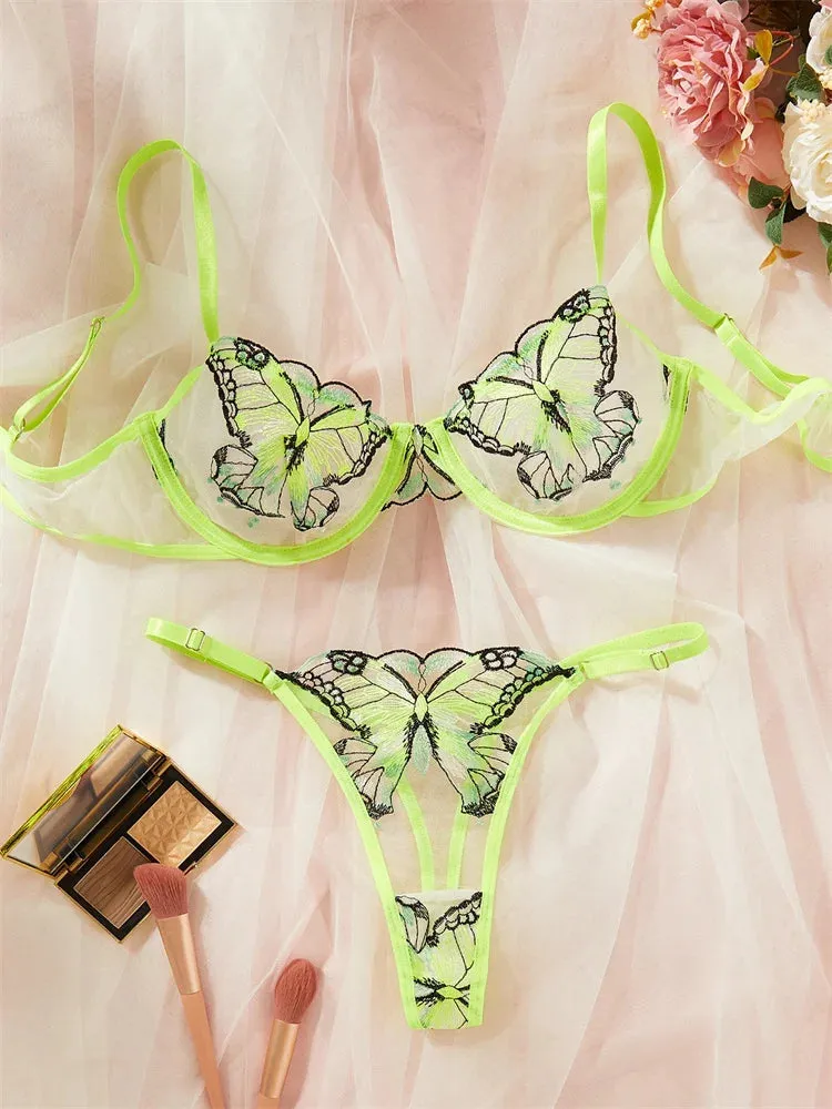 #PB Butterfly Embroidery Lingerie Set