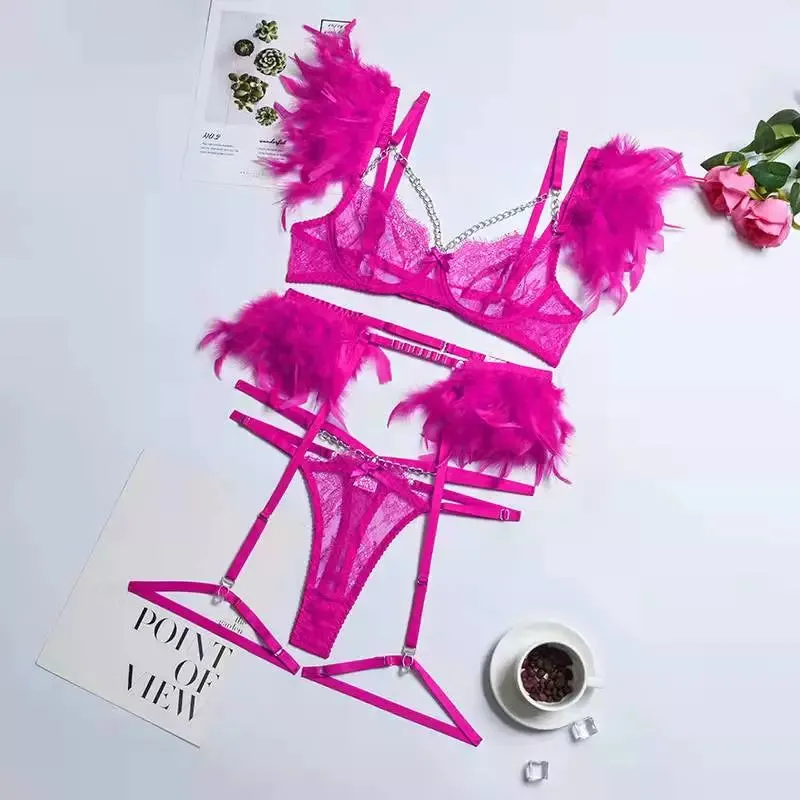 #PB Feathers Lingerie Set