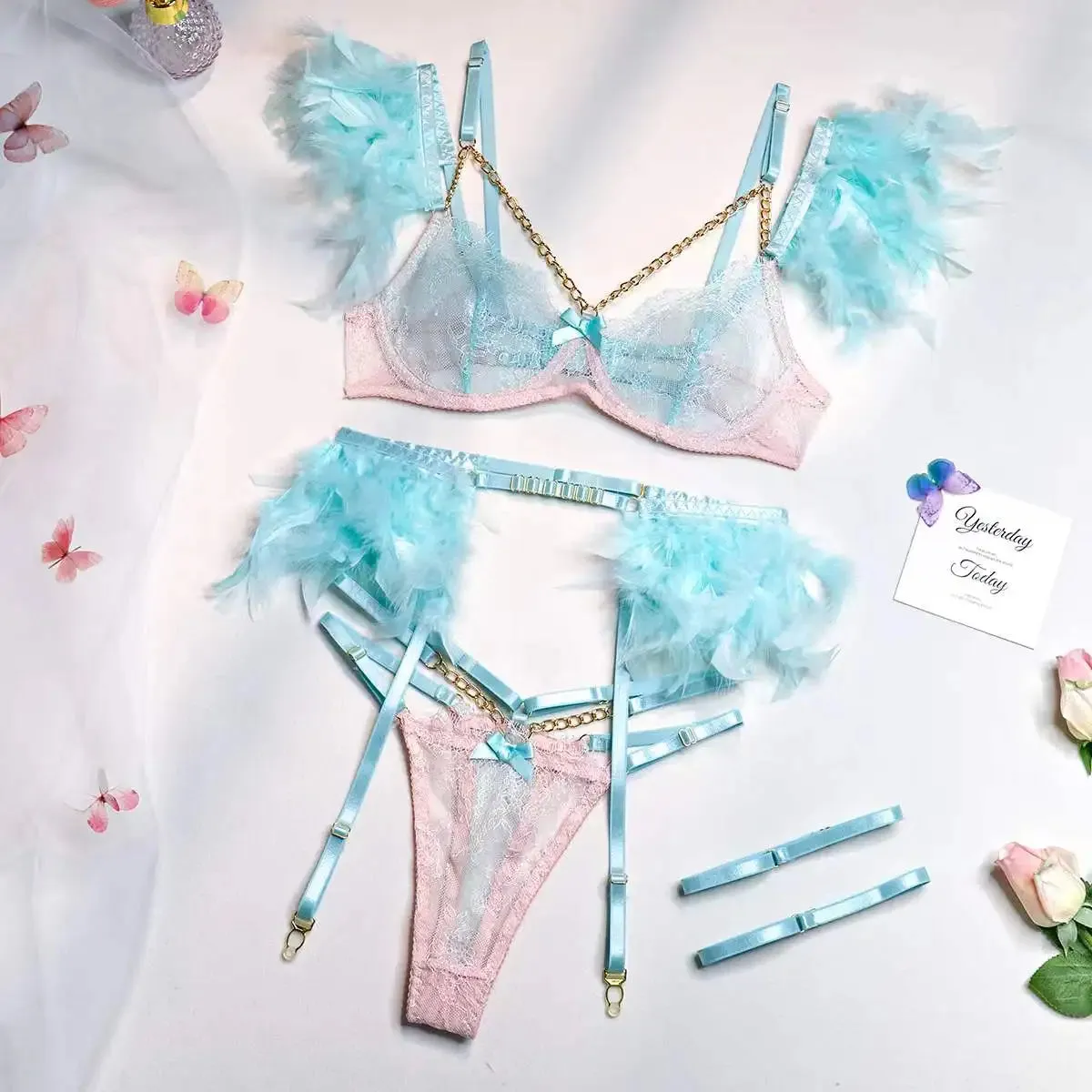 #PB Feathers Lingerie Set