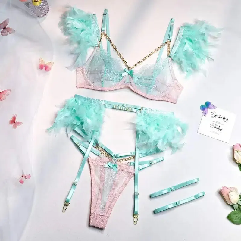 #PB Feathers Lingerie Set