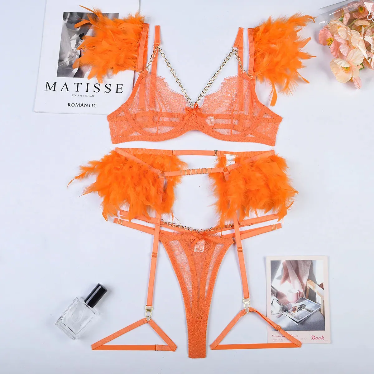 #PB Feathers Lingerie Set