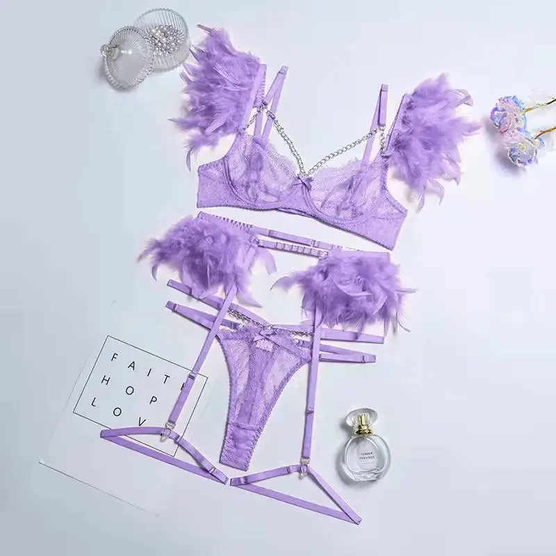 #PB Feathers Lingerie Set
