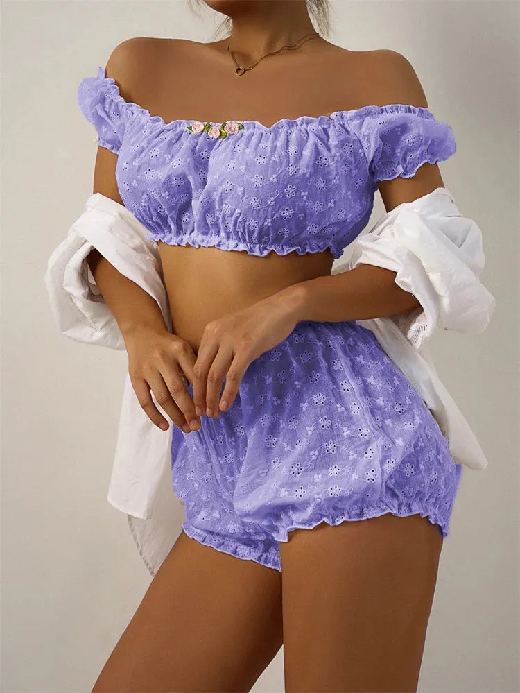 #PB Lingerie Ruffles Off Shoulder Set