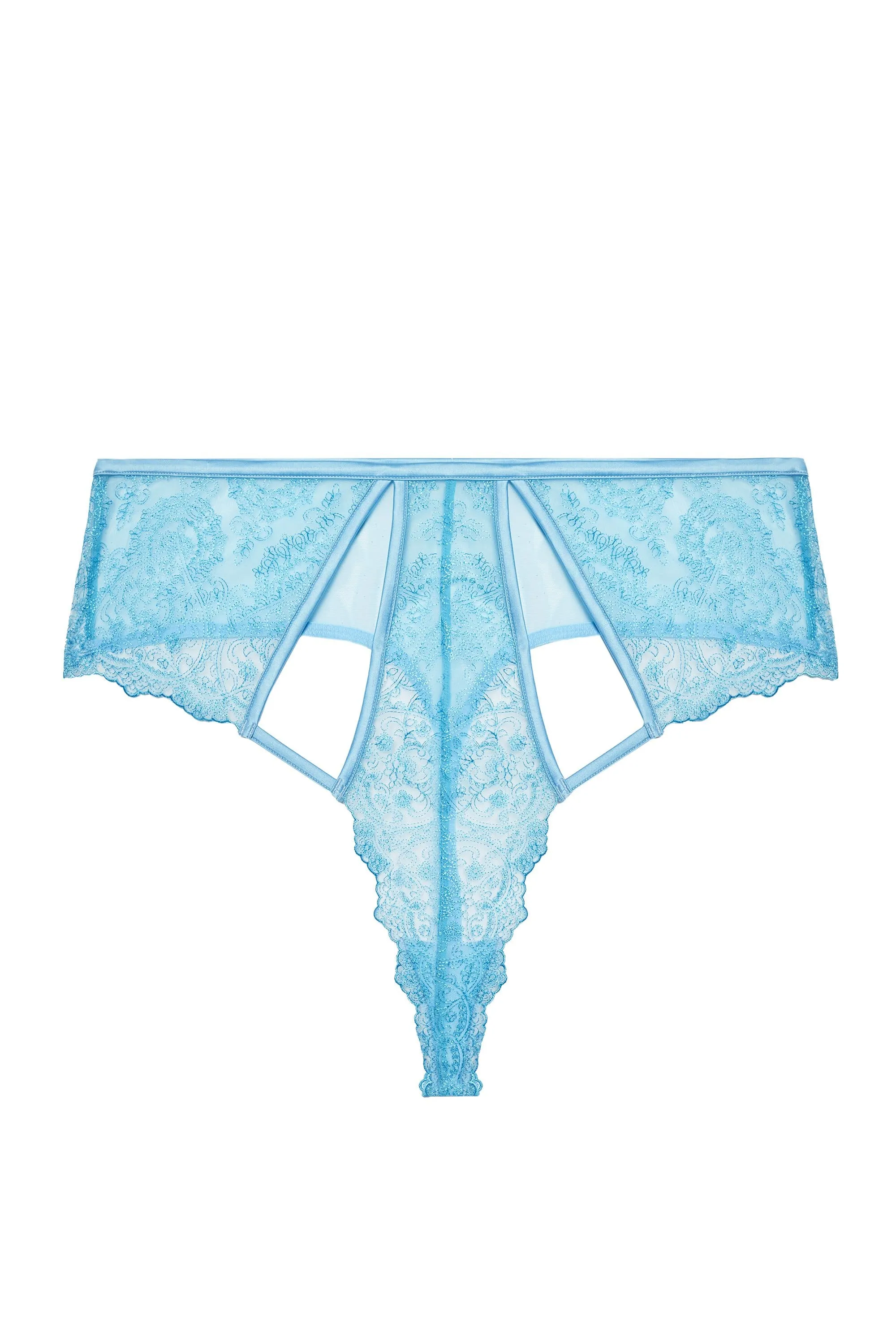 Peyton Blue Embroidery High Waist Thong