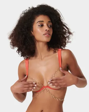 Phoenix Open Chain Bra Coral