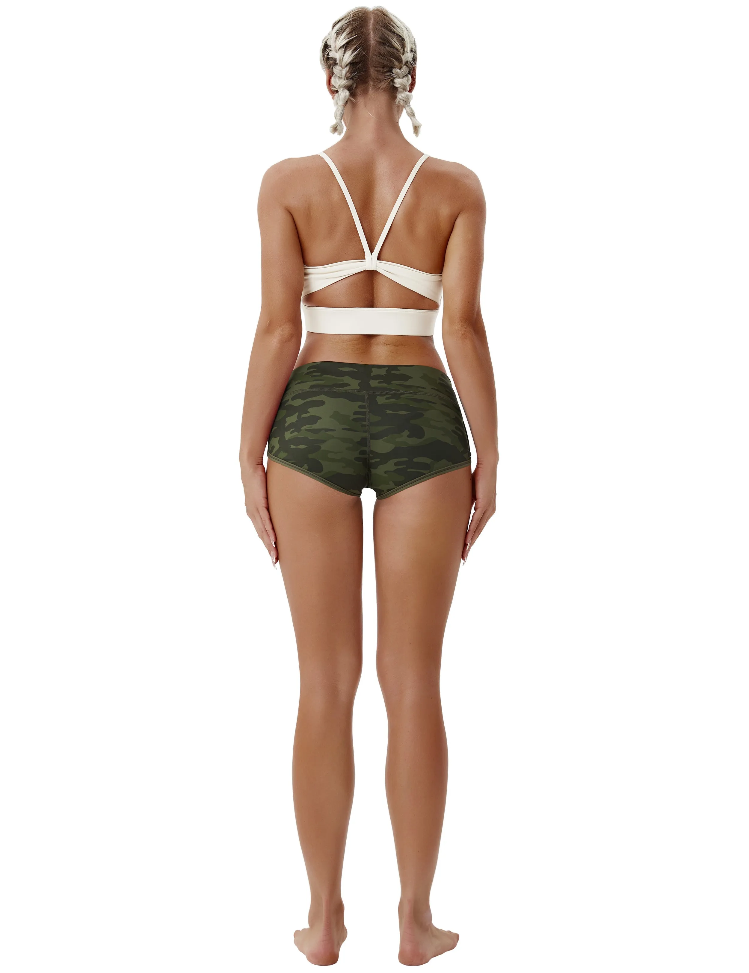 Printed Booty Biking Shorts green camo_Biking