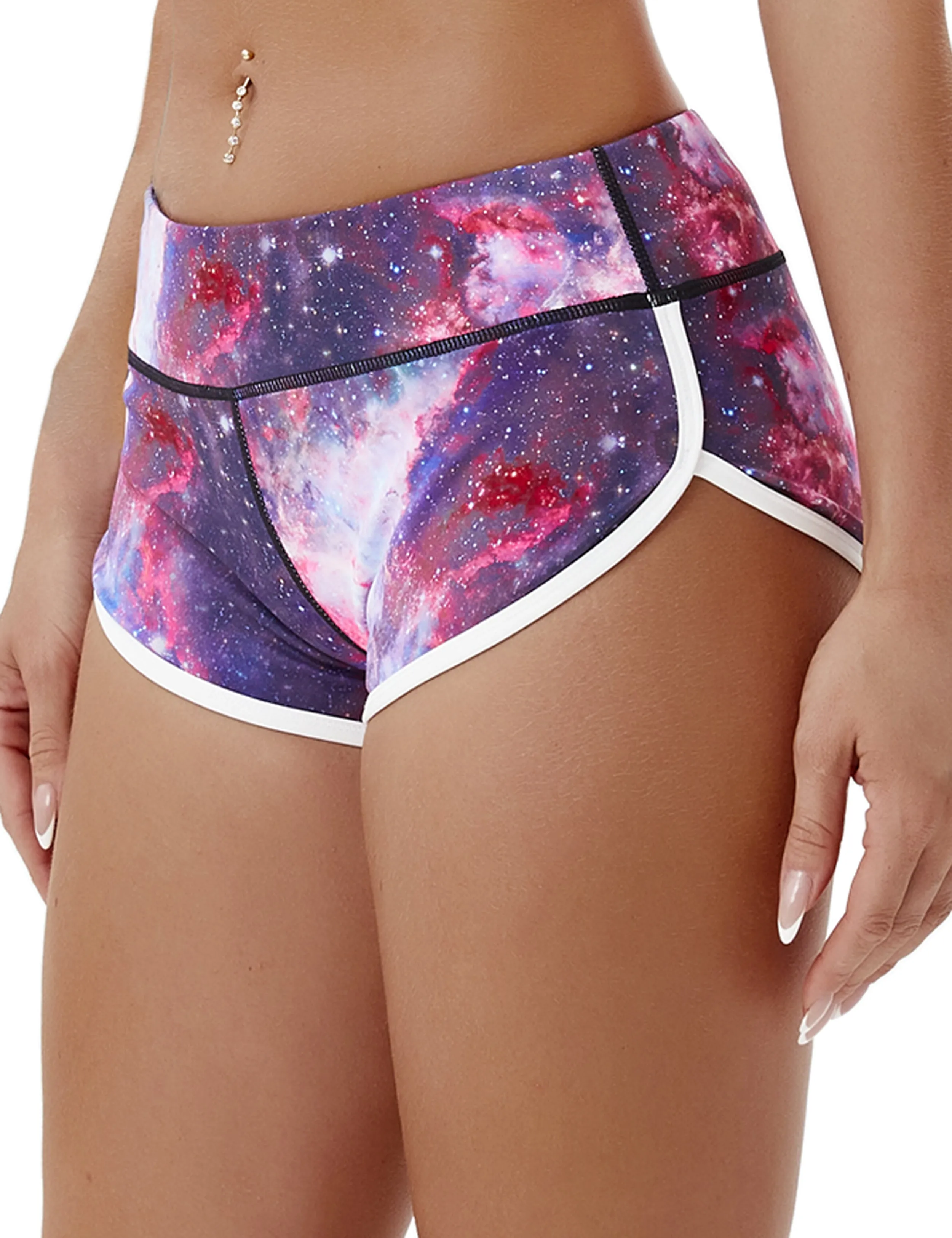 Printed Booty Yoga Shorts galaxy_yoga