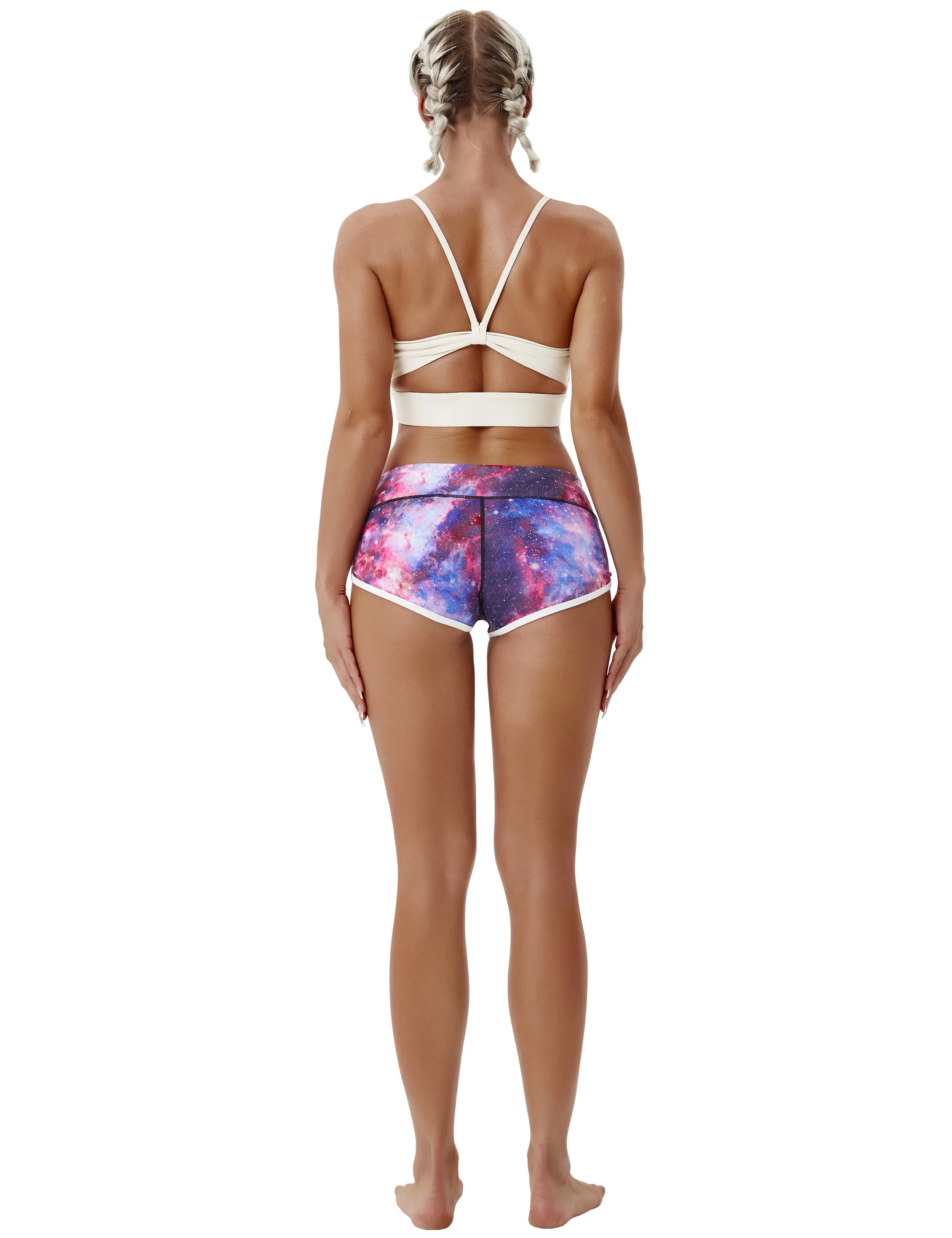 Printed Booty Yoga Shorts galaxy_yoga