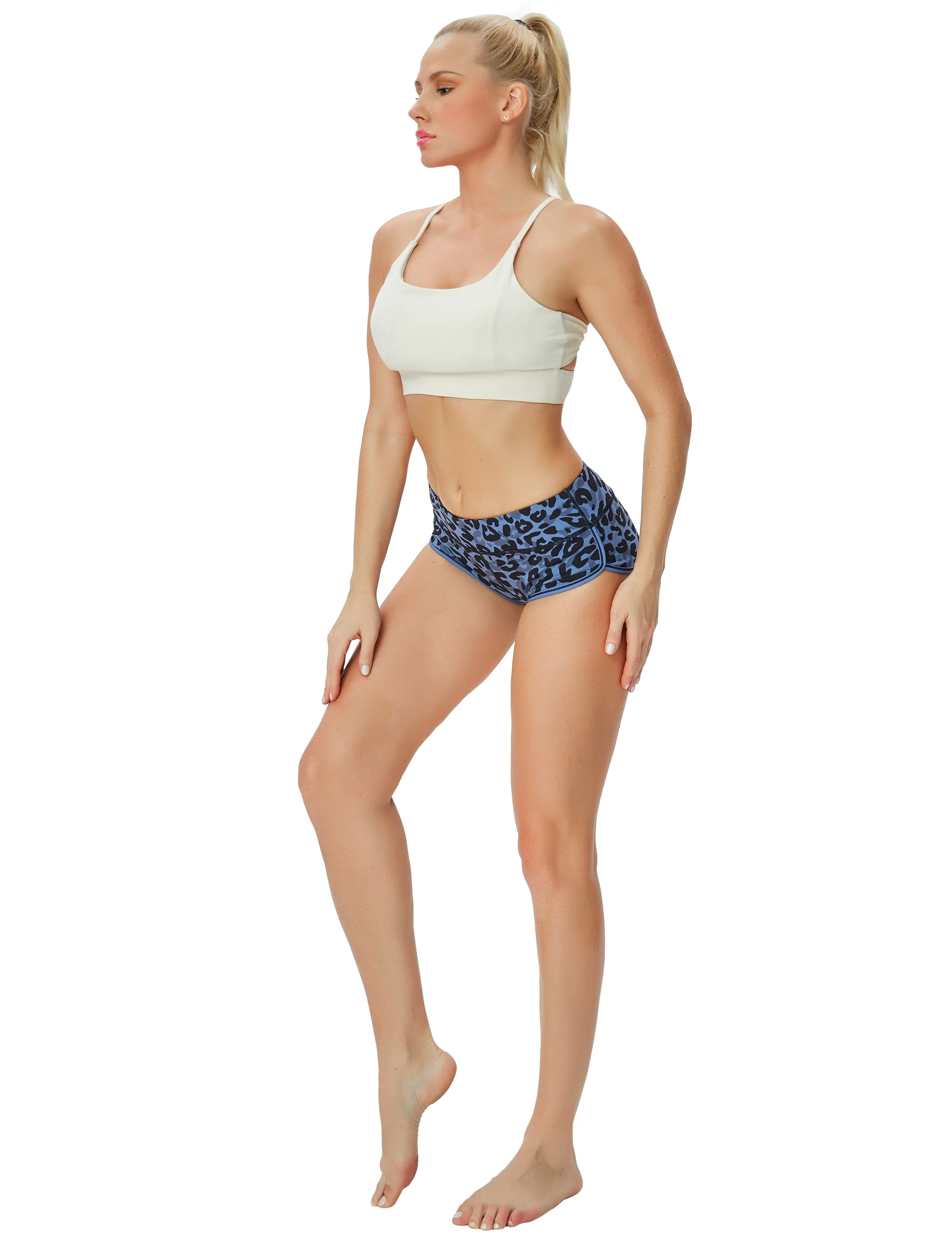 Printed Booty Yoga Shorts navy_leopard