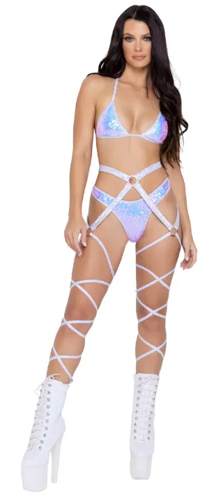 Psychedelic Criss Cross Body & Leg Strap - Lime 6314