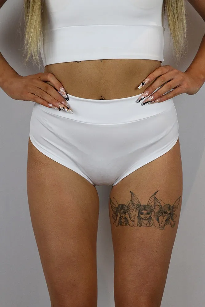 Rarr Mid Waisted Brazil Scrunchie Bum Shorts - Retro