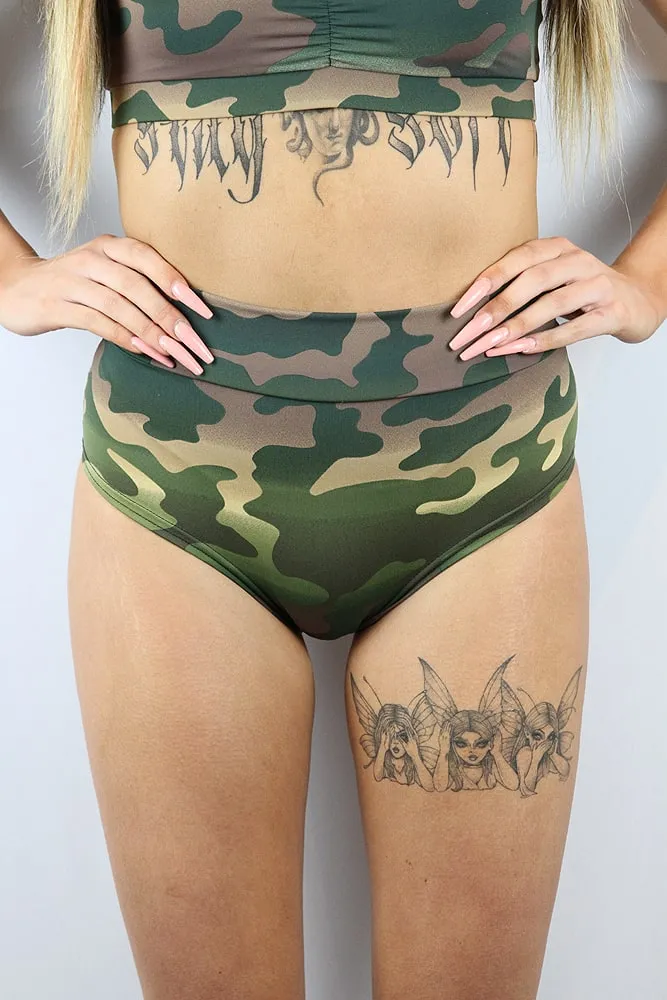 Rarr Mid Waisted Brazil Scrunchie Bum Shorts - Retro