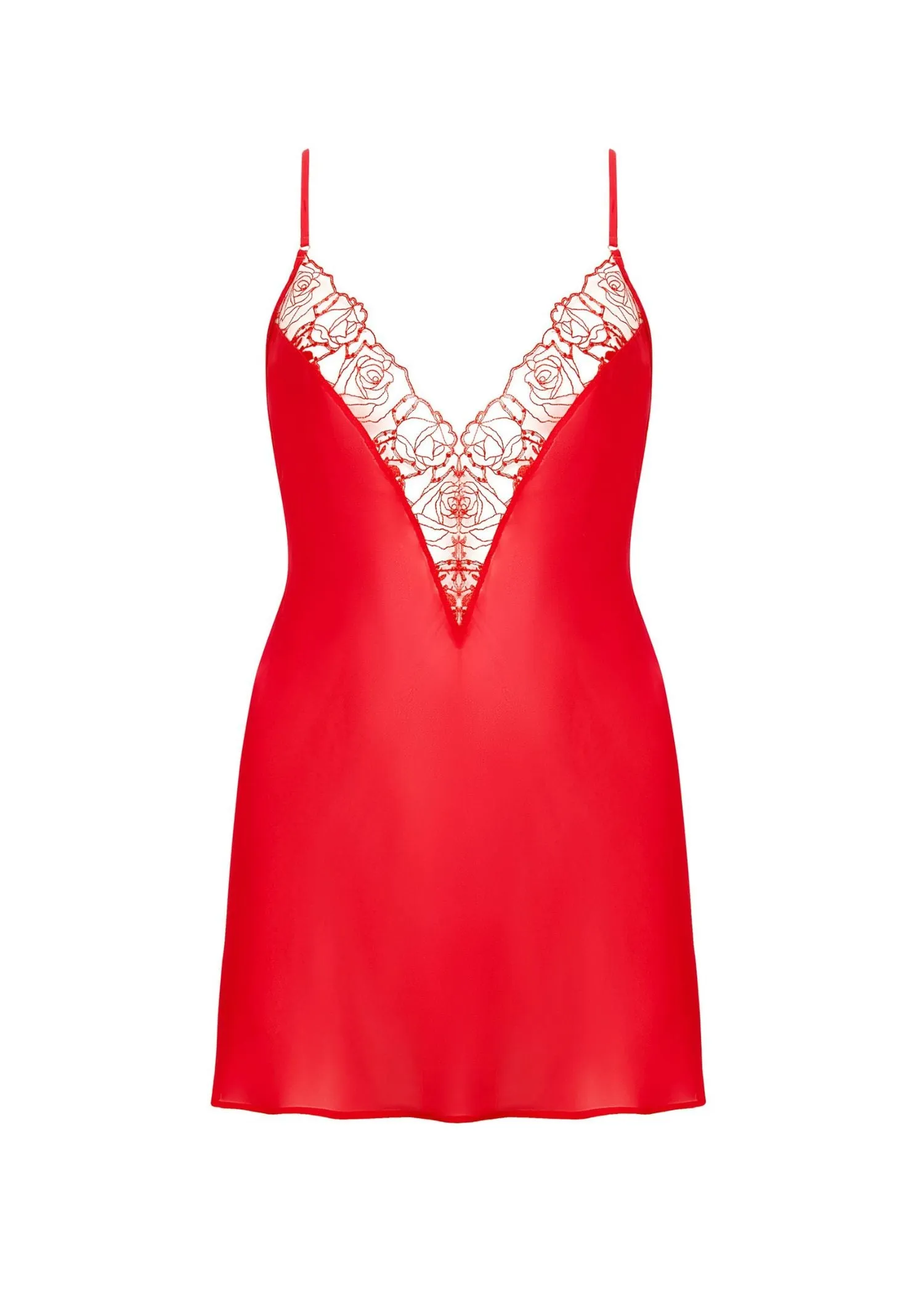 Rosalie Short Chemise Slip (Red/Sheer)