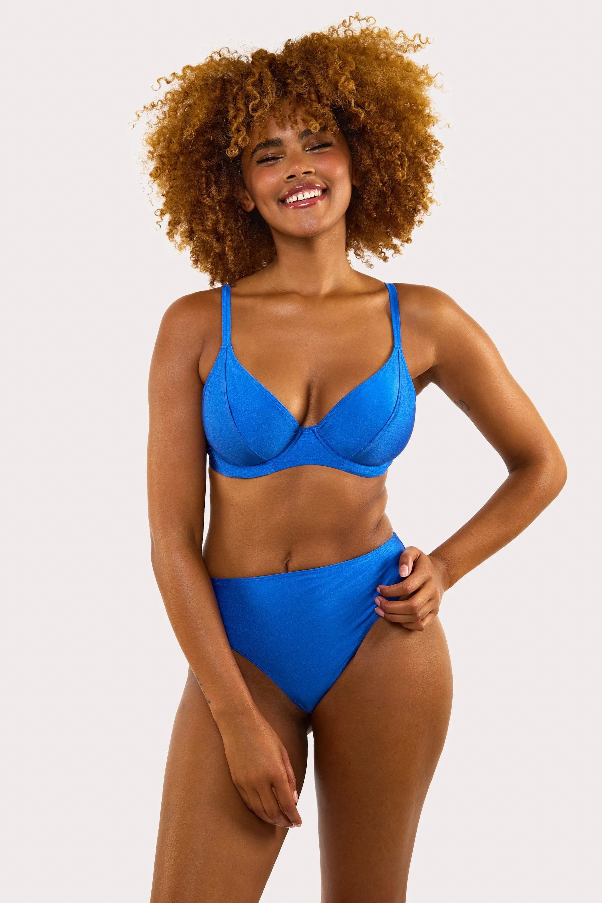 Sadie Cornflower Blue High Waisted Bikini Bottom