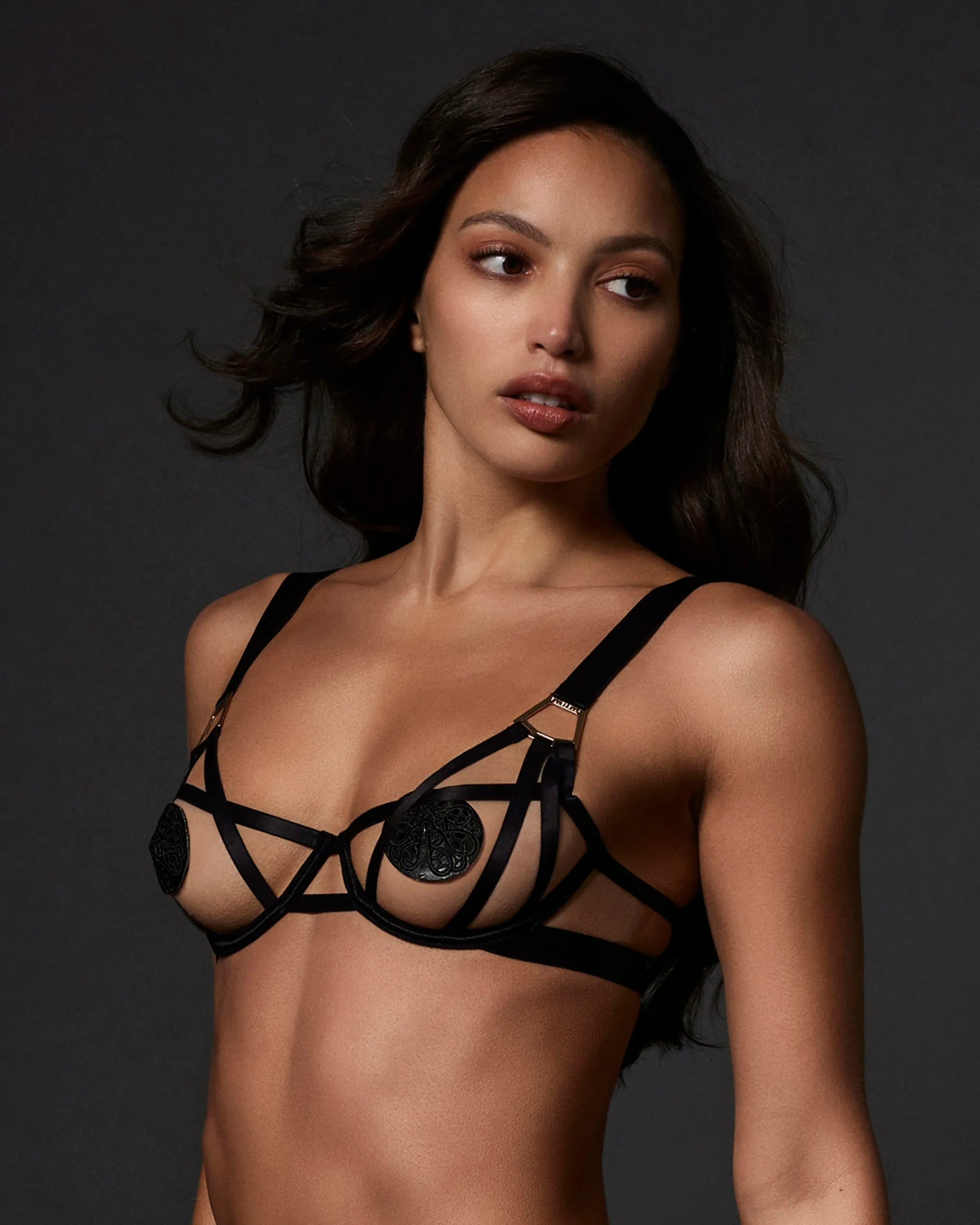 Salma Open Bra Black