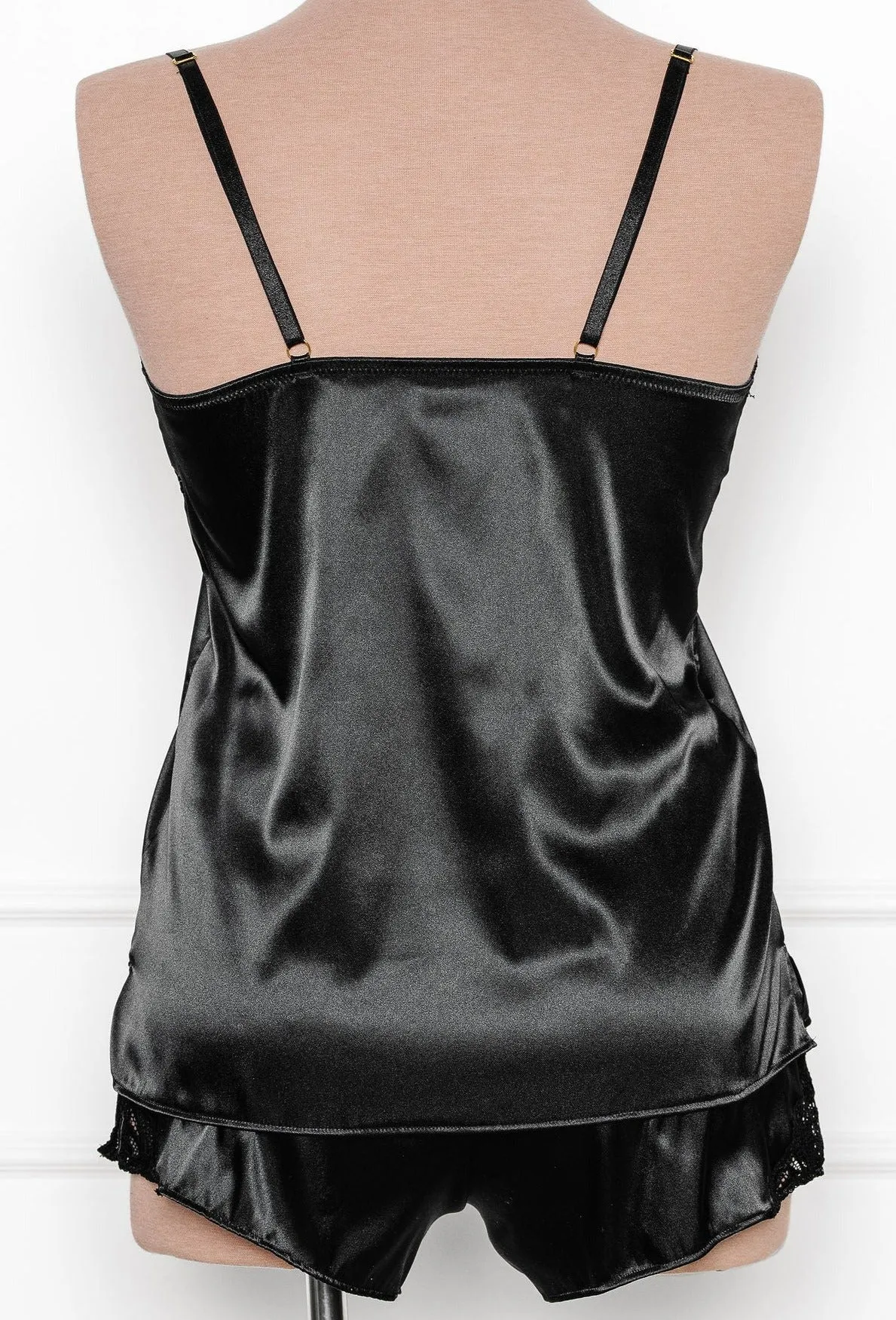 Satin & Lace Cami - Black