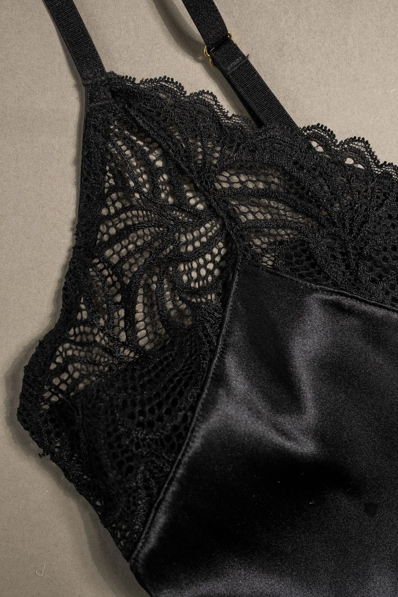 Satin & Lace Cami - Black