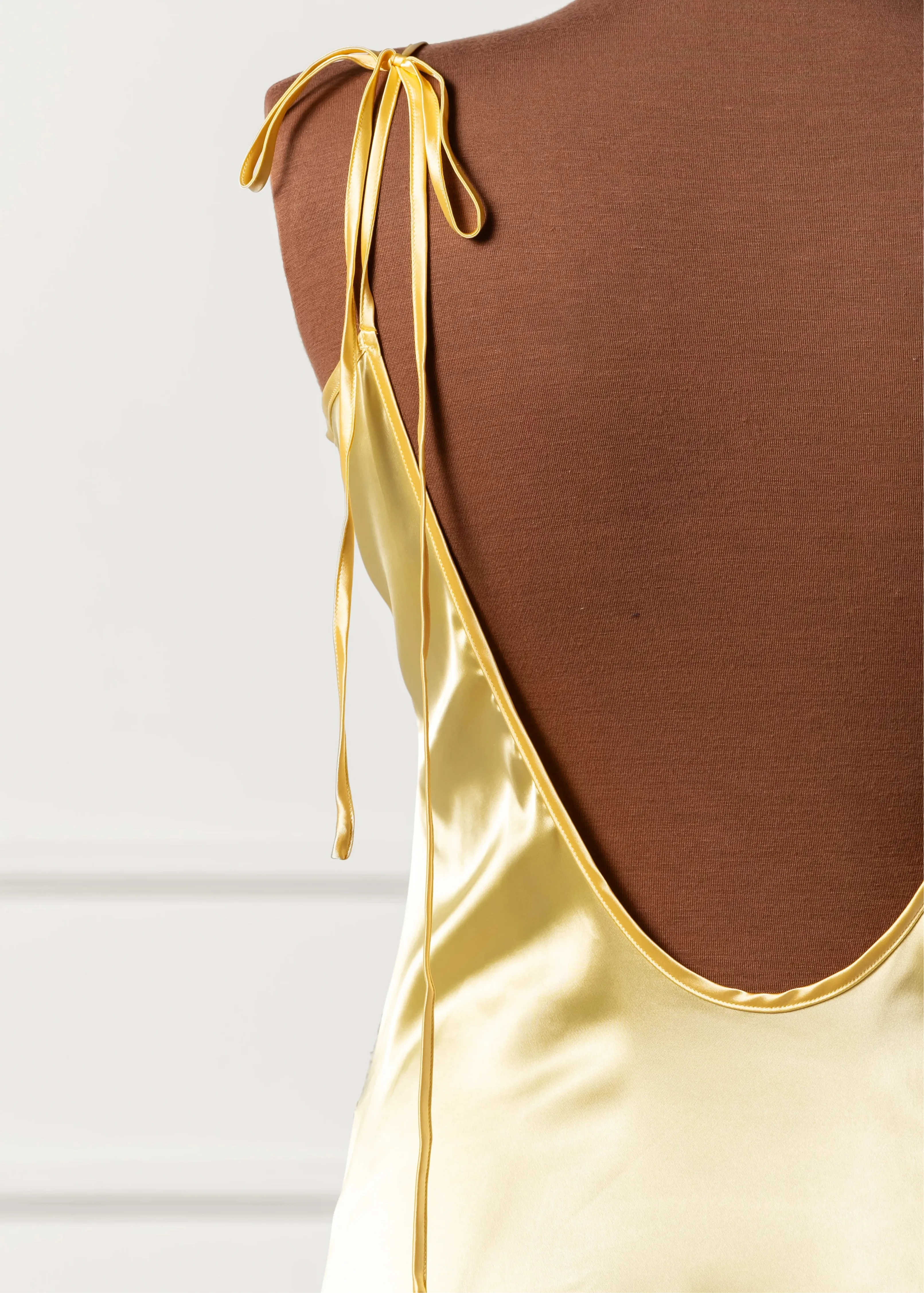 Satin & Lace Inset Slip - Lemon Chiffon