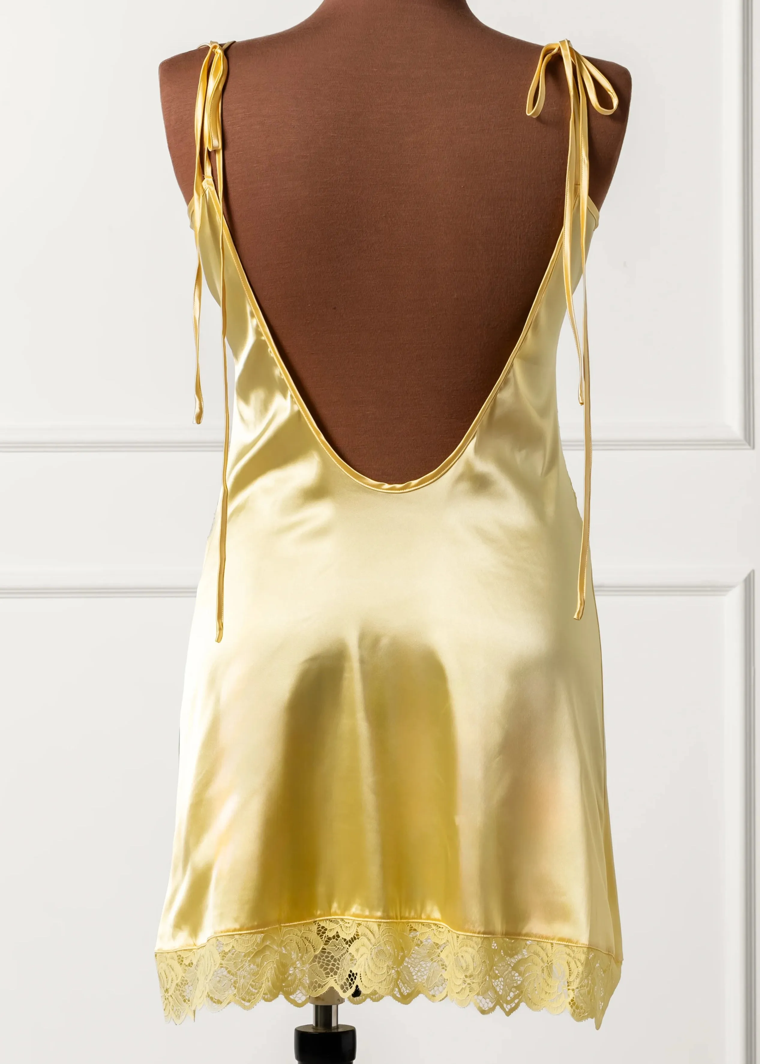 Satin & Lace Inset Slip - Lemon Chiffon