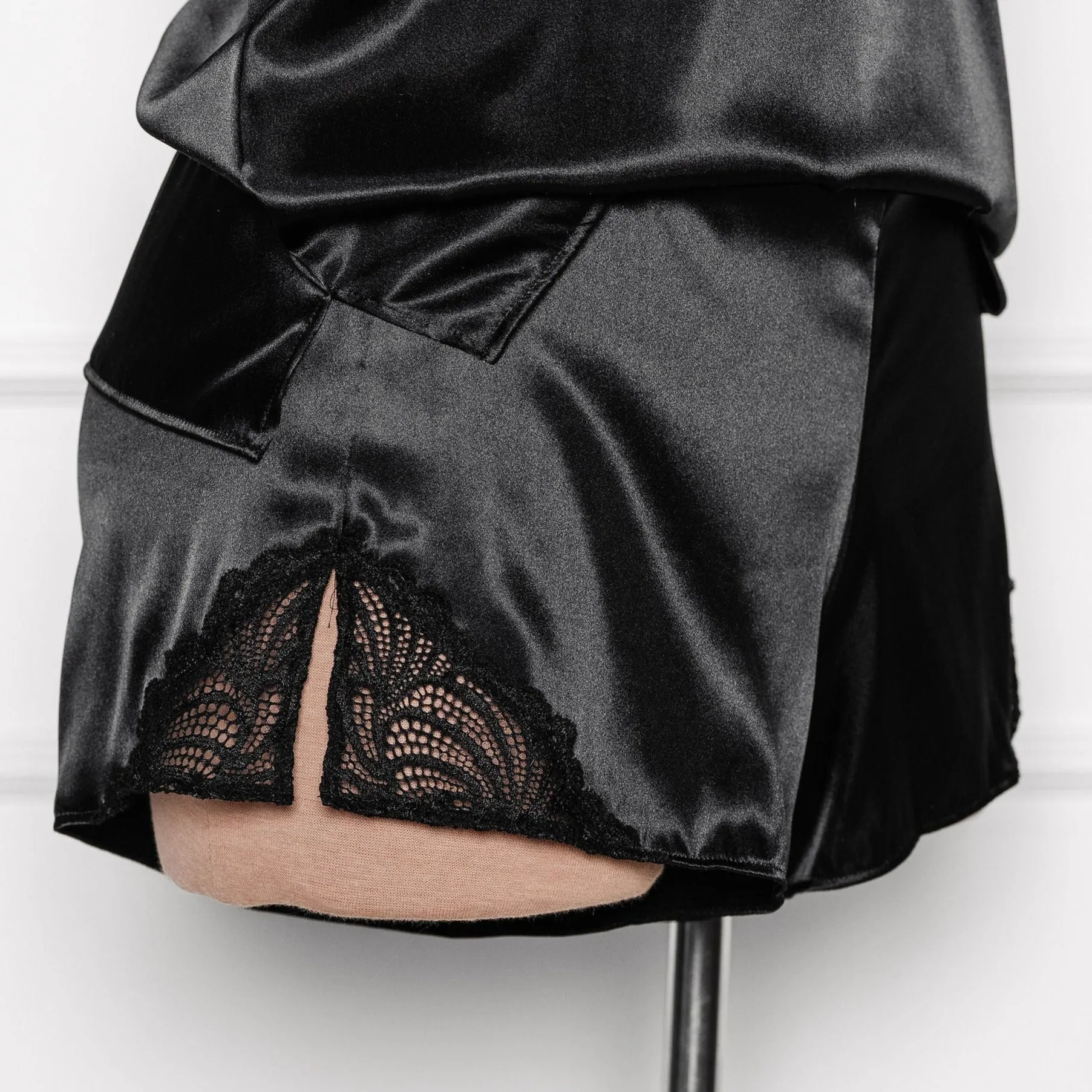 Satin & Lace Shorts - Black