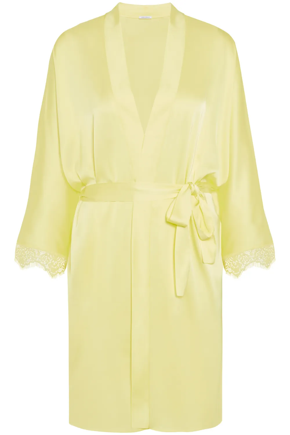 Satin Secrets Mid-Length Kimono in Yellow