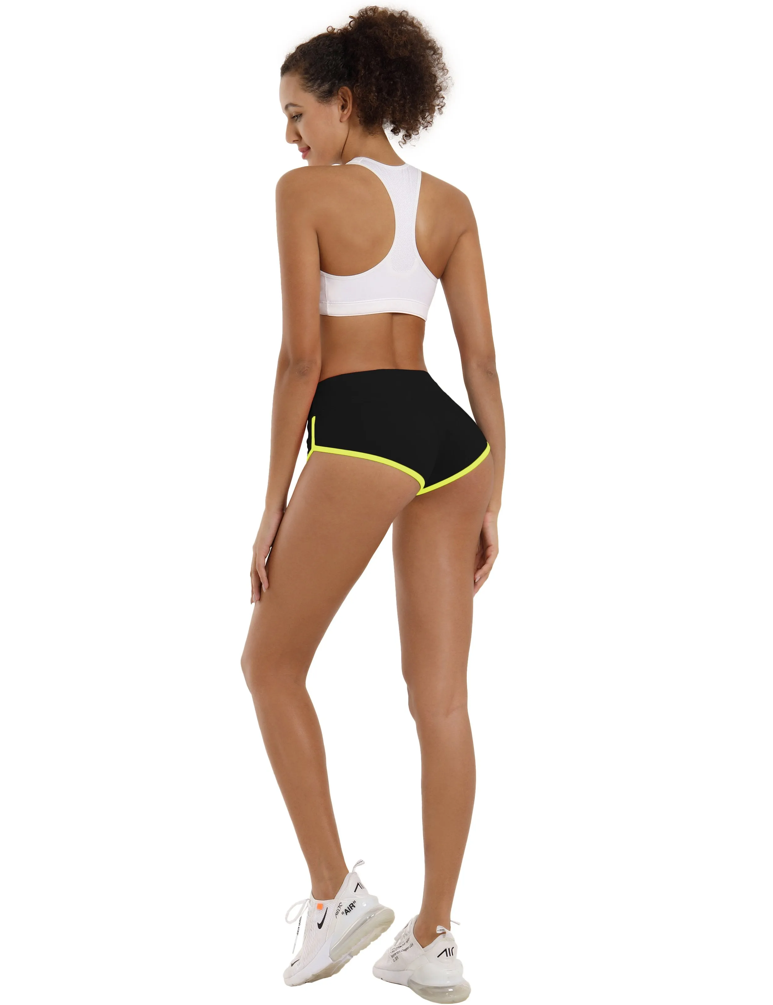 Sexy Booty Yoga Shorts black_fluorescentyellow ins