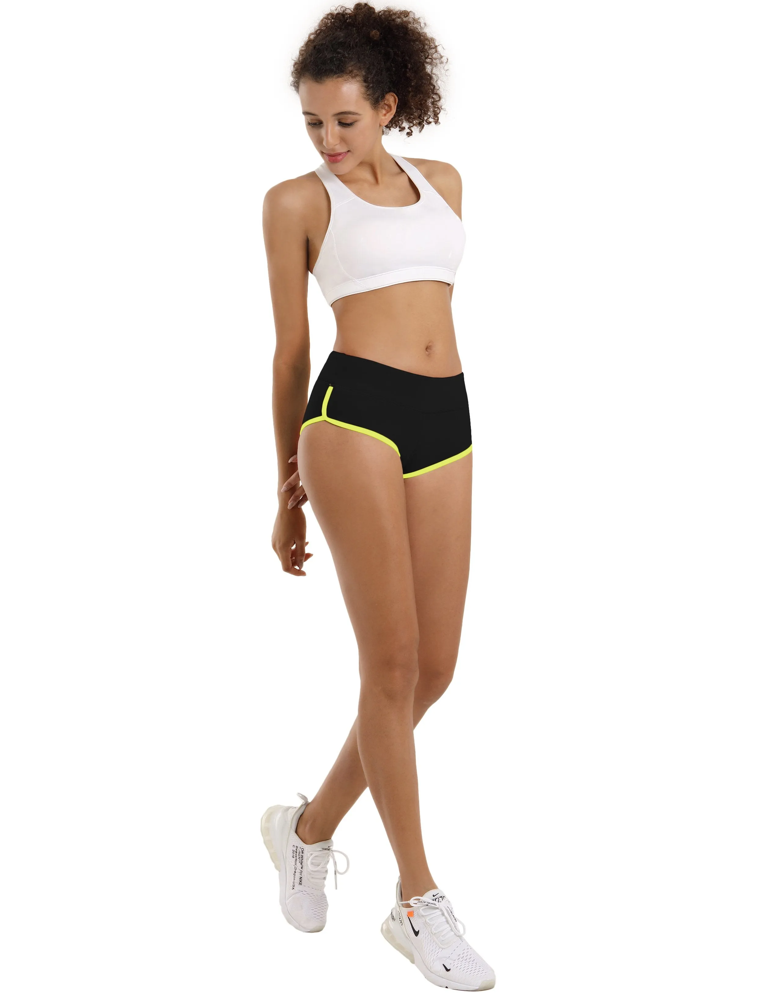 Sexy Booty Yoga Shorts black_fluorescentyellow ins