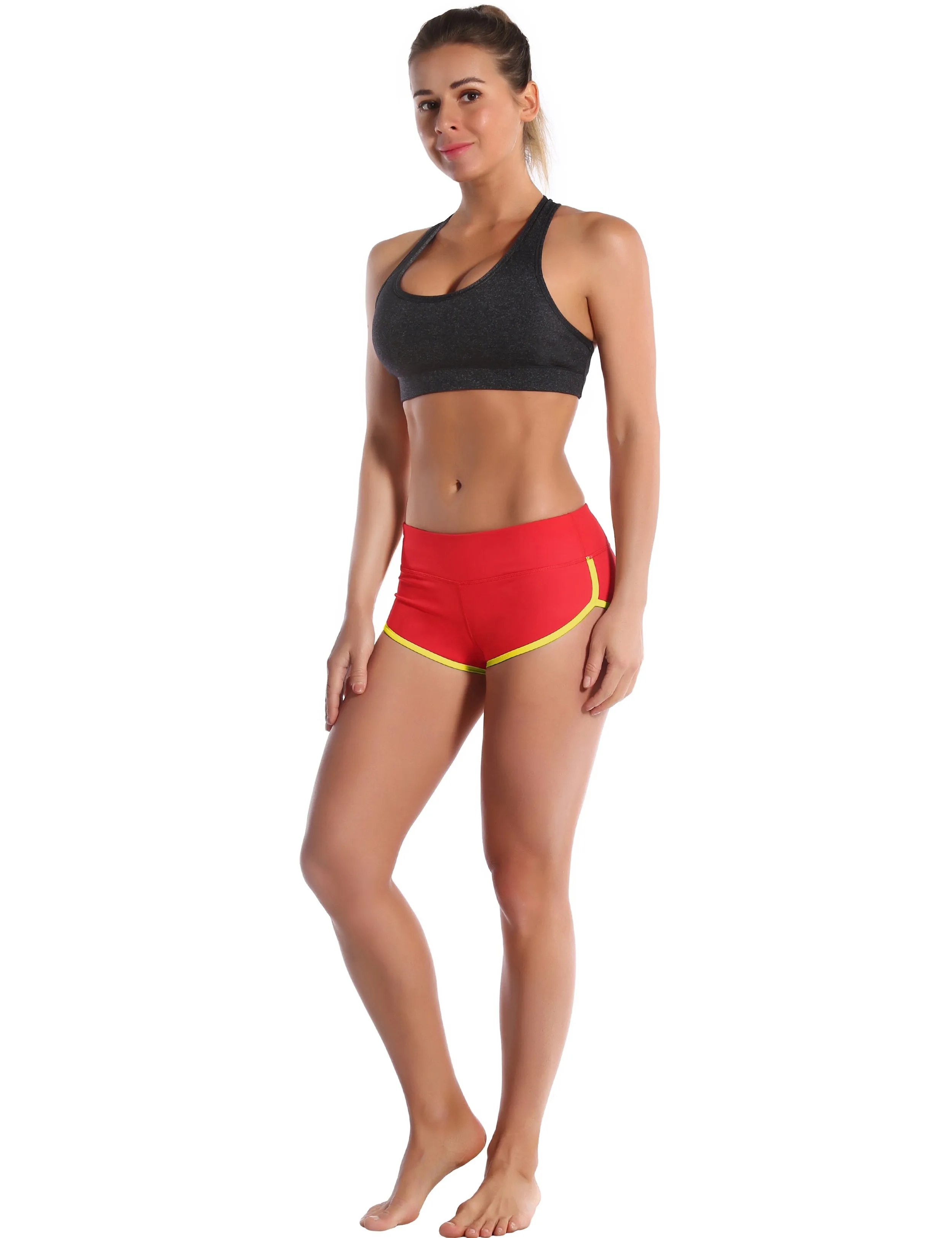 Sexy Booty Yoga Shorts scarlet_fluorescentyellow_yoga