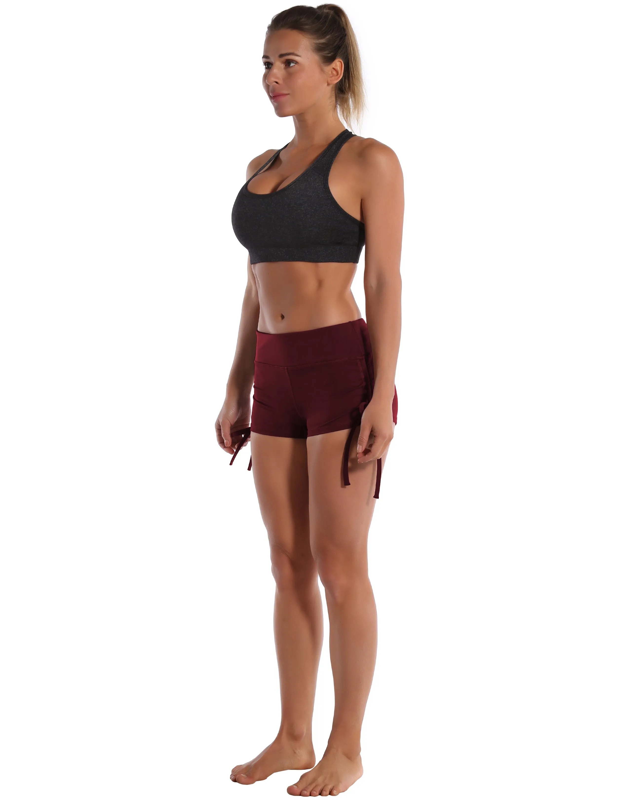 Side Drawstring Hot Shorts cherryred_Biking