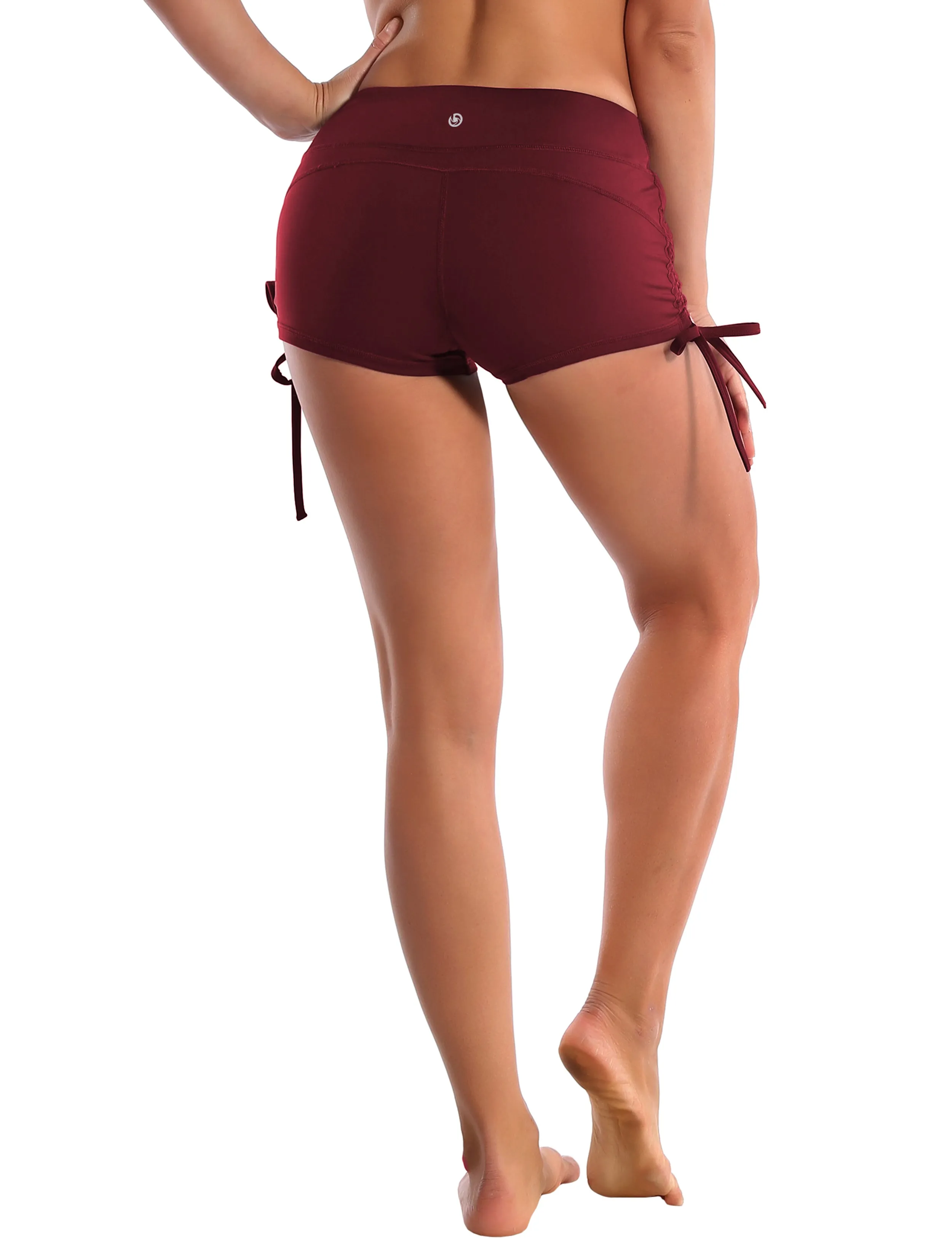 Side Drawstring Hot Shorts cherryred_Biking