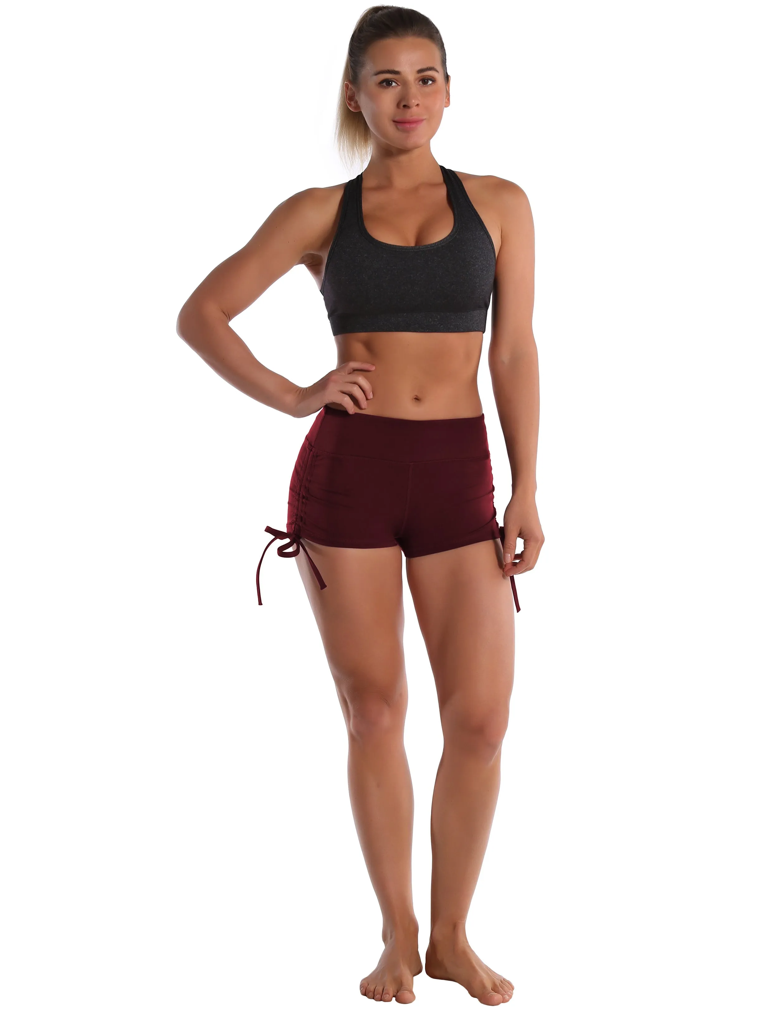 Side Drawstring Hot Shorts cherryred_Biking