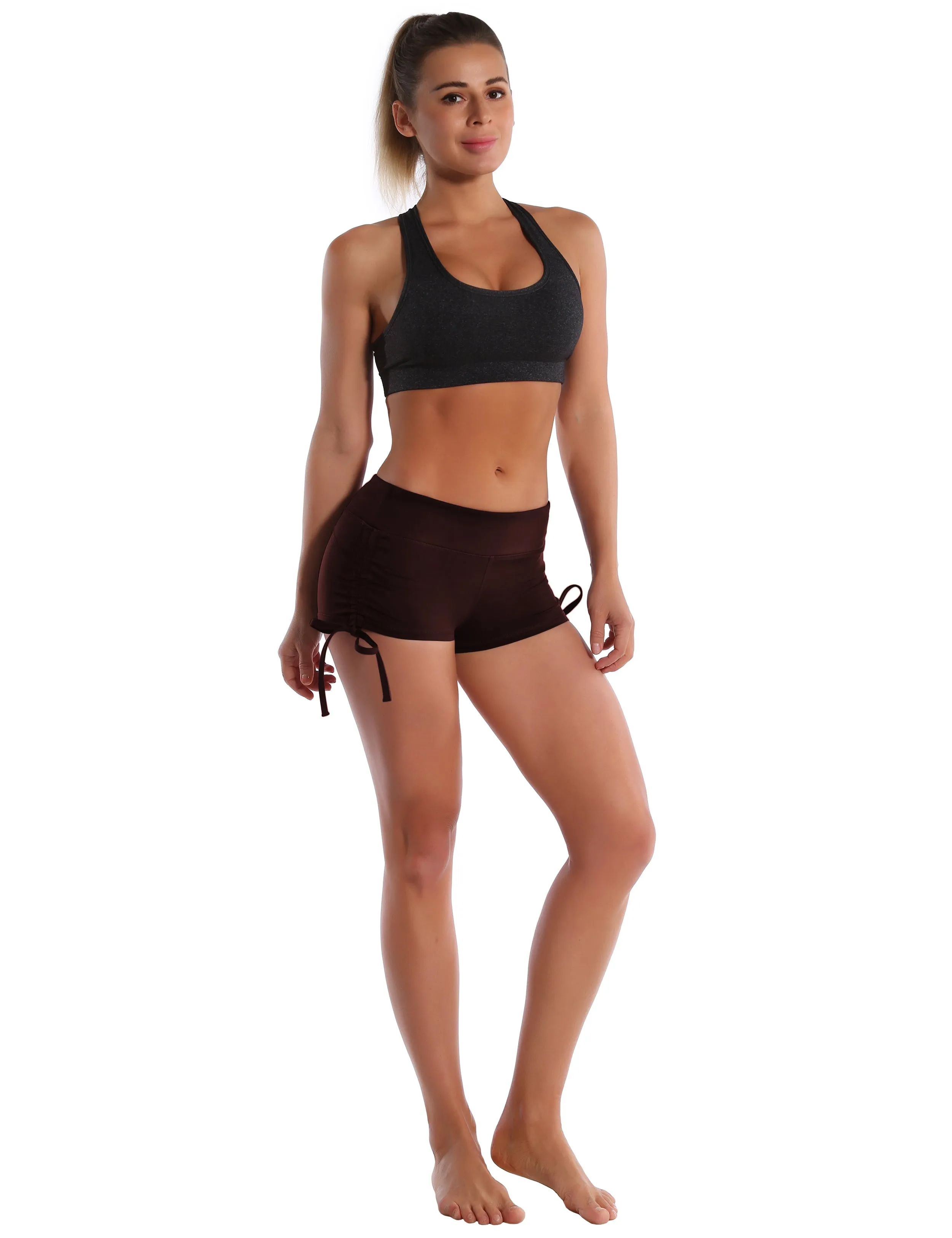 Side Drawstring Hot Shorts mahoganymaroon_Biking